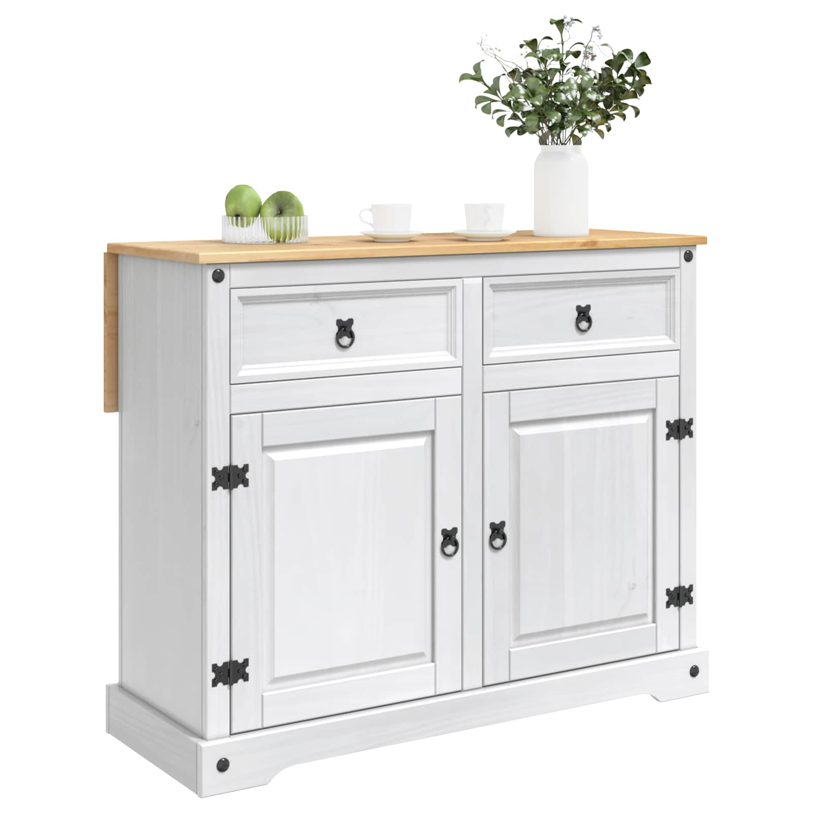 Chariot de cuisine 2 pcs Blanc et Cire de Miel Pin massif - XIOS