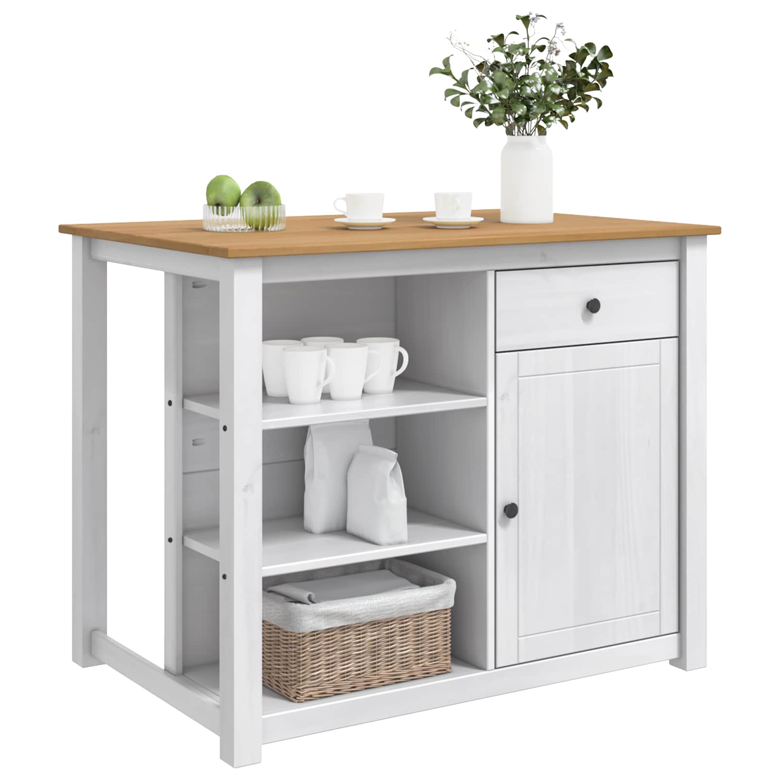 Chariot de cuisine PANAMA 2 pcs Blanc et Cire de Miel - XIOS