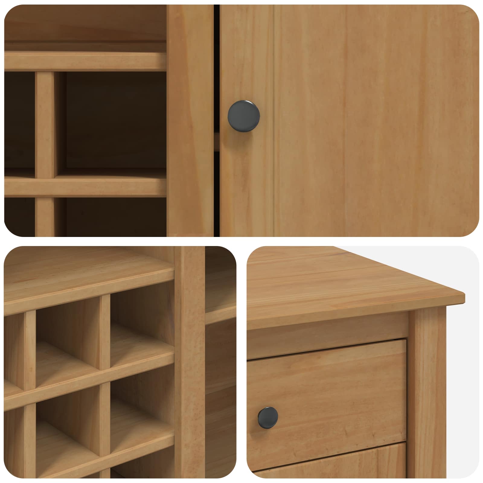 Chariot de cuisine PANAMA 2 pcs Cire de Miel 112 x 77 x 90 cm - XIOS