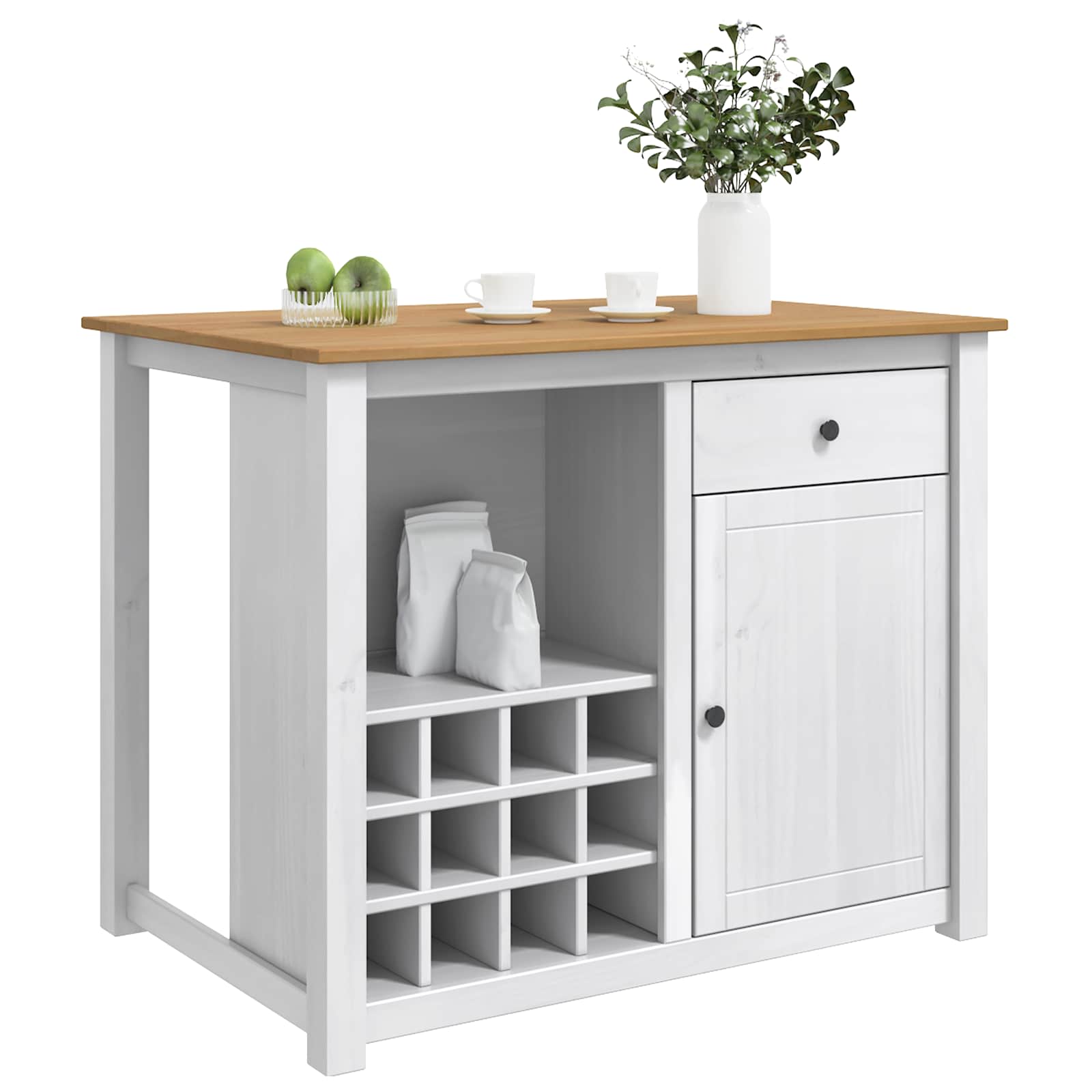 Chariot de cuisine PANAMA 2 pcs Blanc et Cire de Miel - XIOS