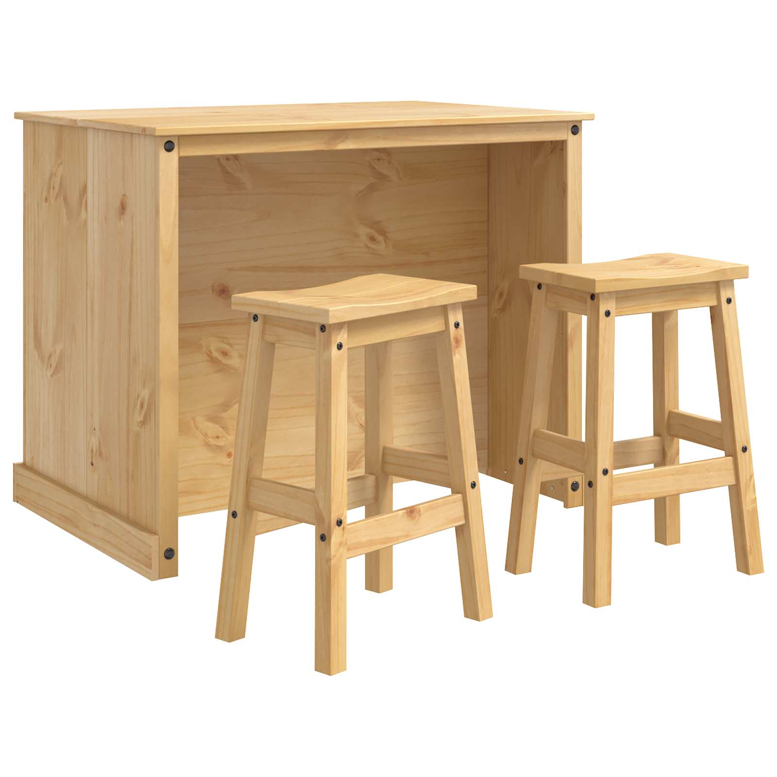 Ensemble Cuisine Îlot 3 pcs Cire de Miel Pin massif - XIOS