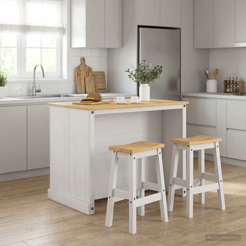 Ensemble Cuisine Îlot 3 pc Blanc et Cire de Miel