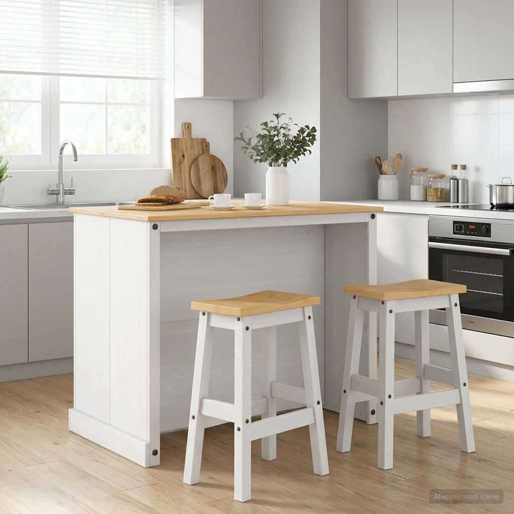 Ensemble Cuisine Îlot 3 pc Blanc et Cire de Miel