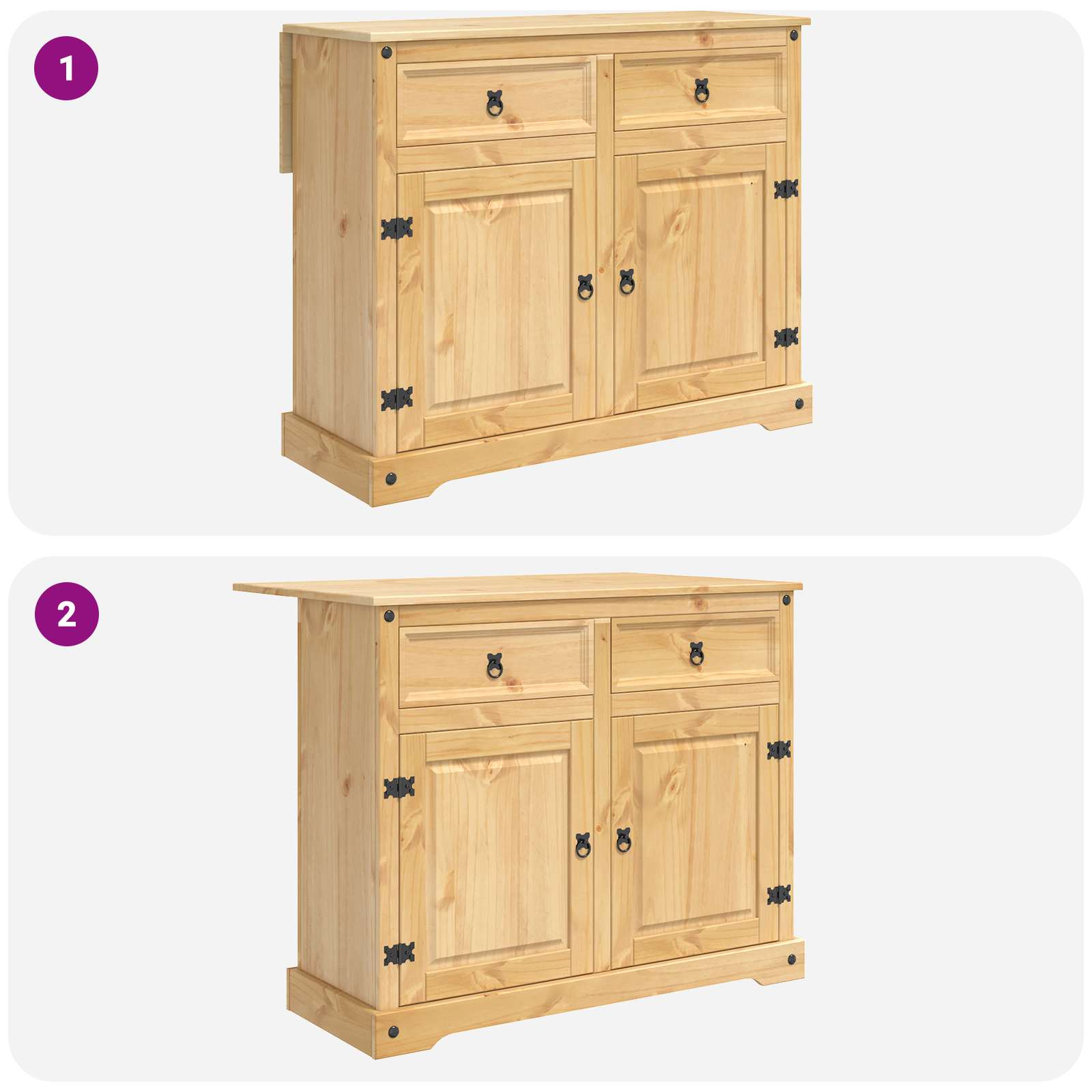 Ensemble Cuisine Îlot avec tiroir Corona 3 pcs Cire de Miel - XIOS