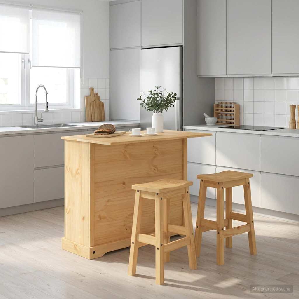 Ensemble Cuisine Îlot avec tiroir 3 pcs Cire de Miel Pin massif - XIOS