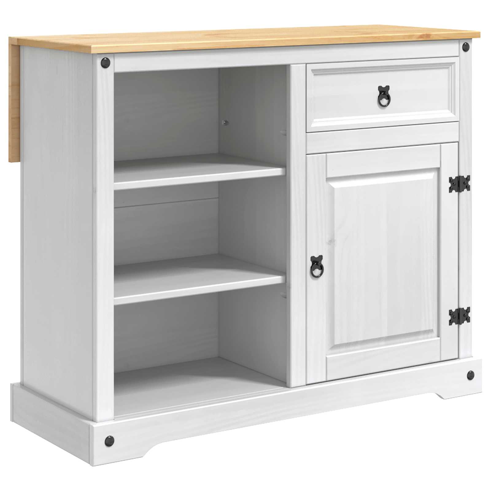 Ensemble Cuisine Îlot 3 pcs Blanc et Cire de Miel Pin massif - XIOS