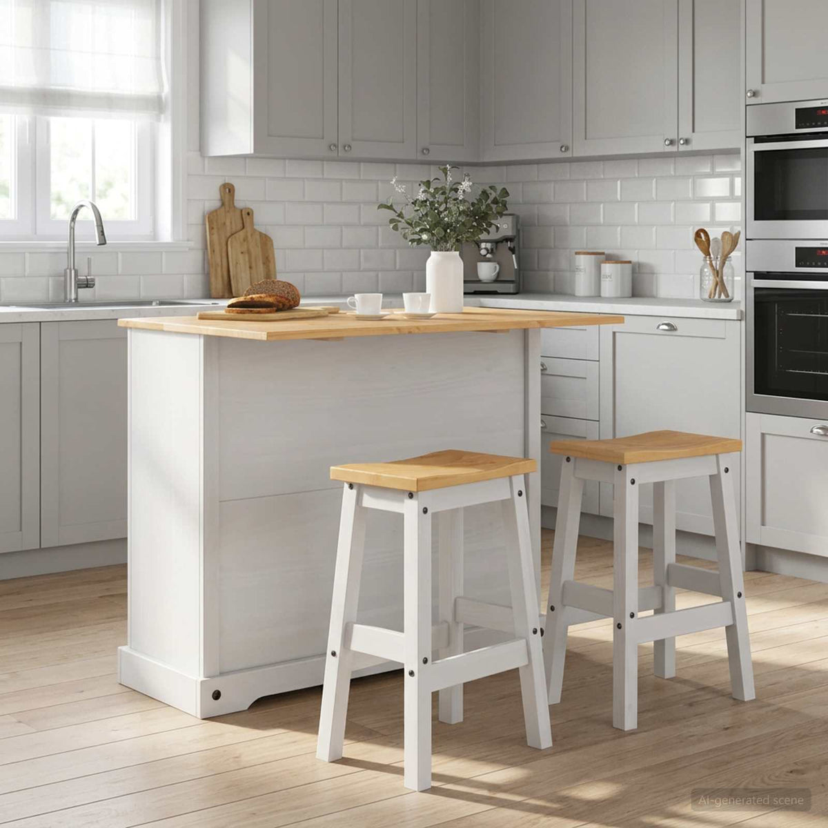 Rangement de cuisine 3 pc Blanc et Cire de Miel
