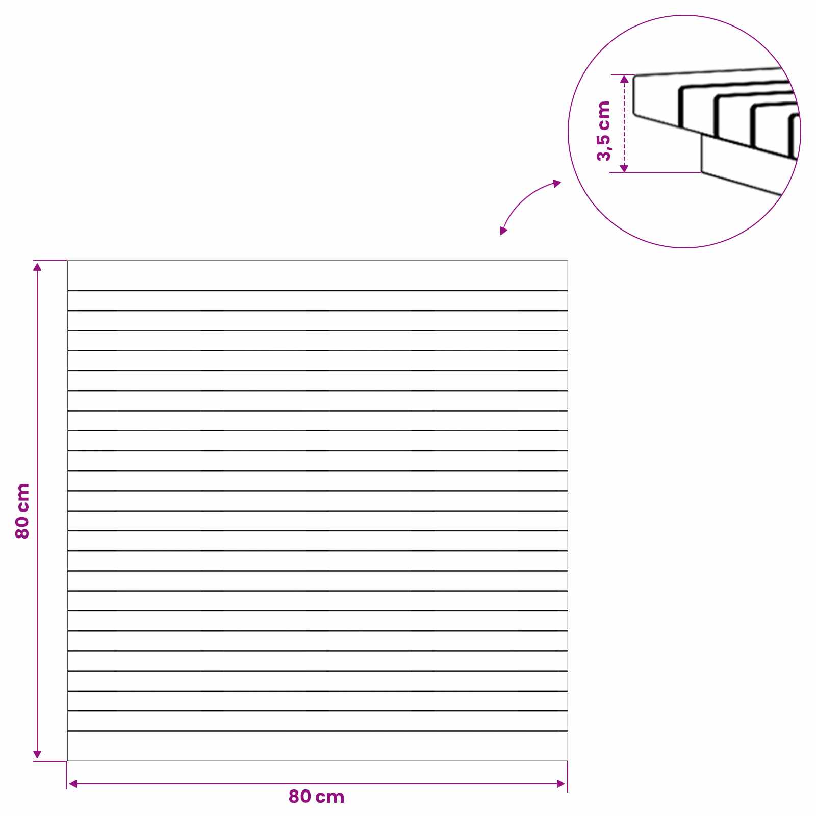 Plateau de table 80 x 80 x 3,5 cm Carré Bois de teck massif - XIOS