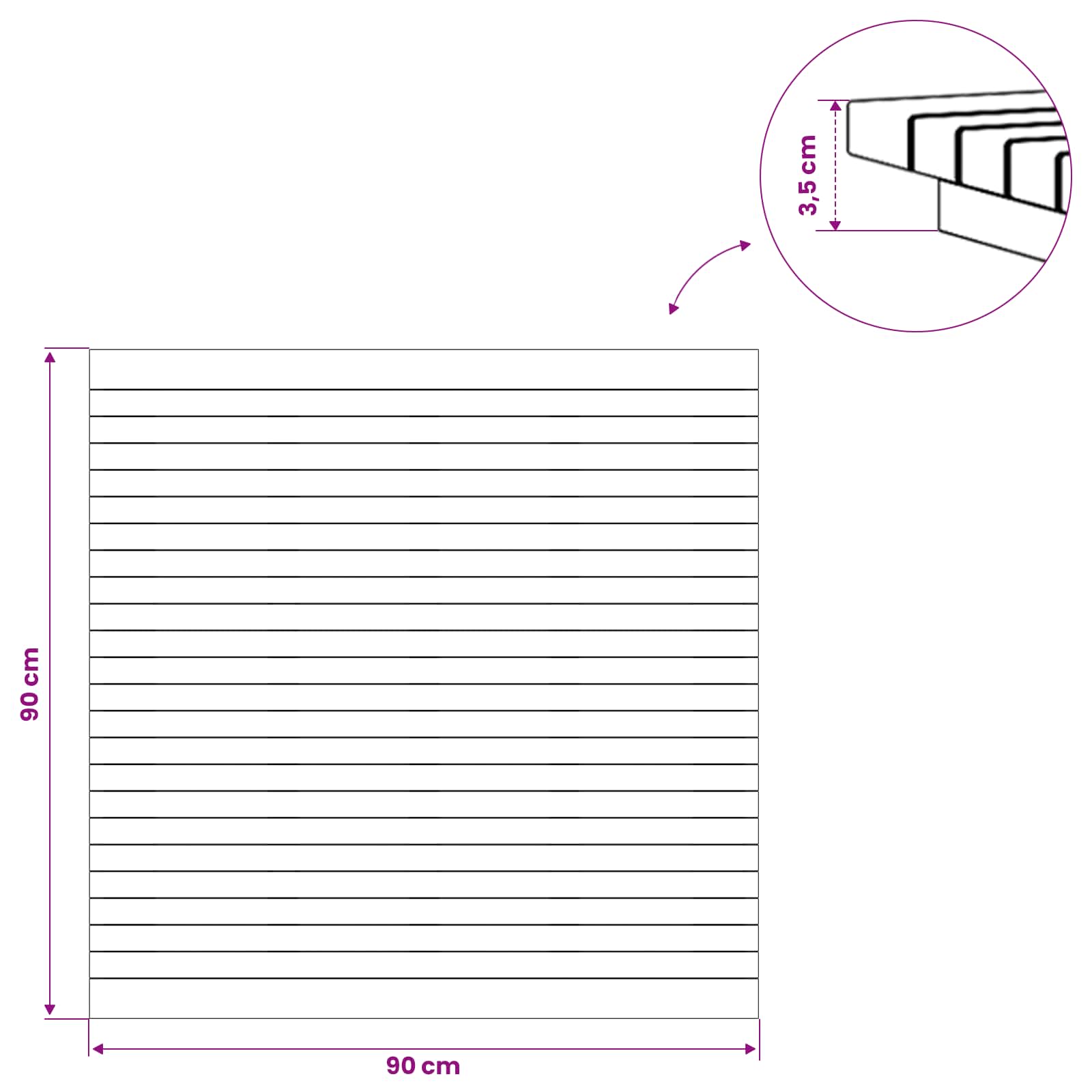 Plateau de table 90 x 90 x 3,5 cm Carré Bois de teck massif - XIOS