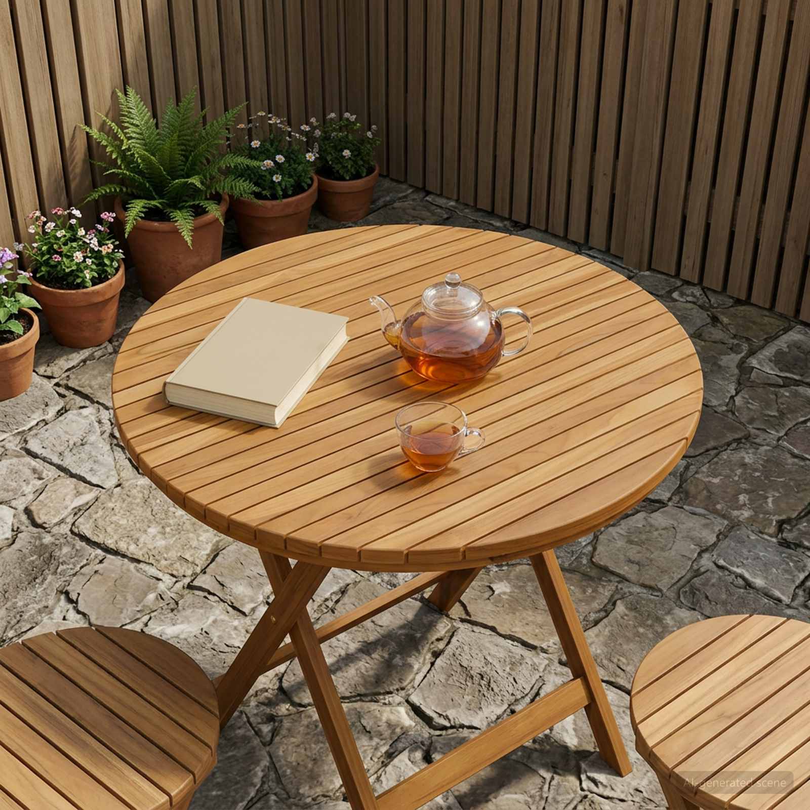 Plateau de table Ø 90 x 3,5 Rond Bois de teck massif Naturel - XIOS