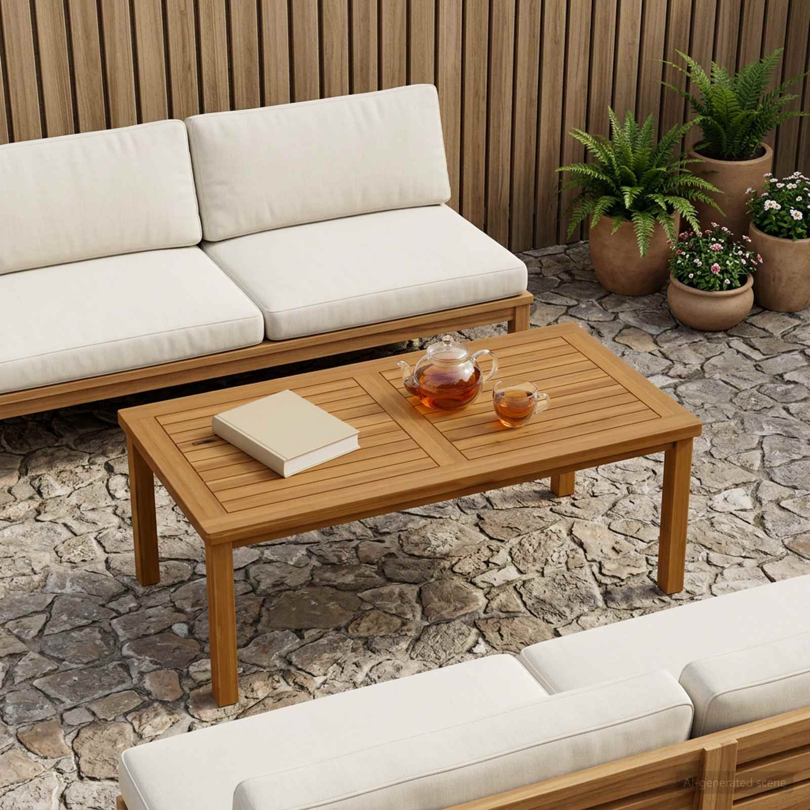 Plateau de table Rectangulaire Bois de teck massif Naturel - XIOS