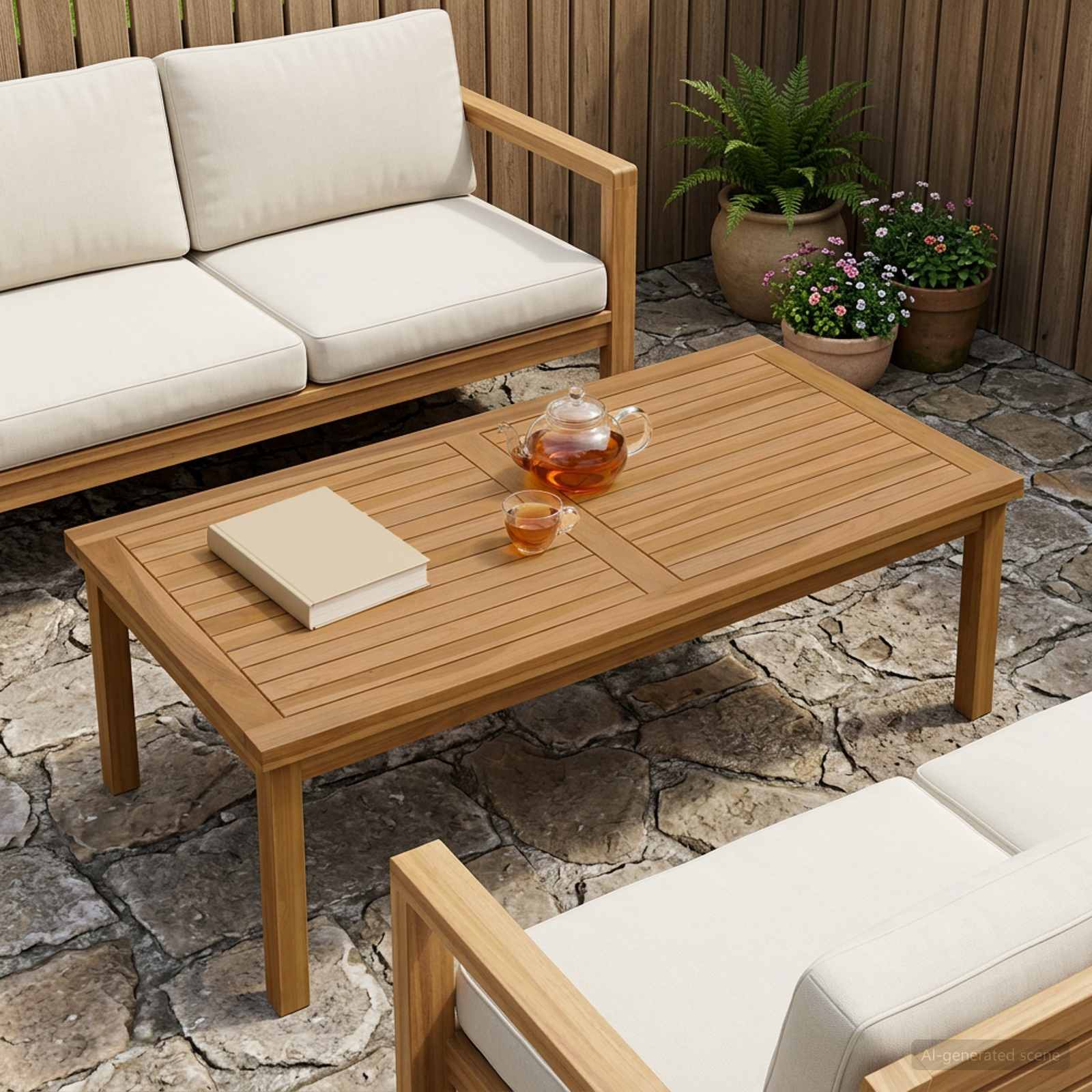 Plateau de table Rectangulaire Bois de teck massif Naturel - XIOS