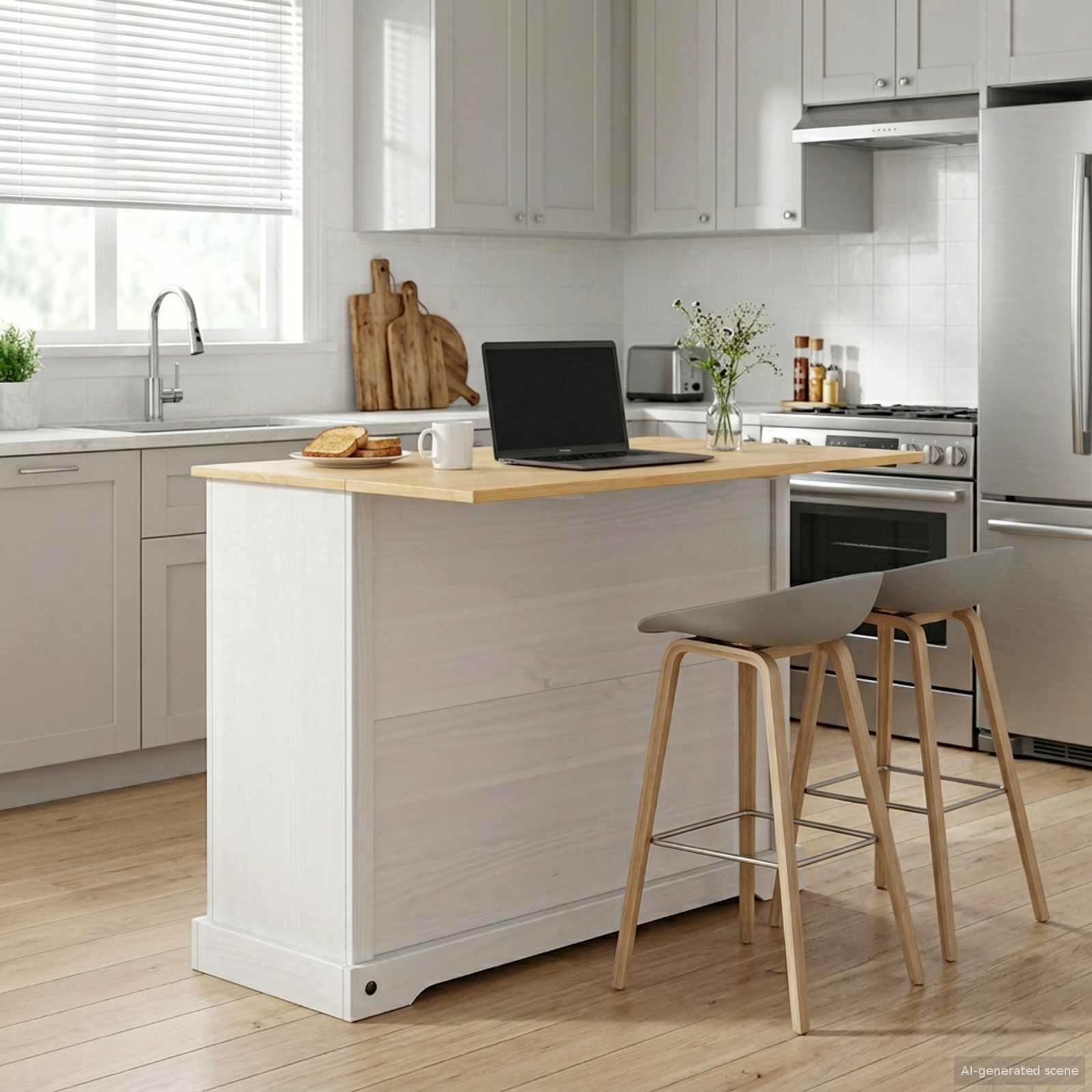 Rangement de cuisine Blanc et Cire de Miel 112 x 70 x 91,5 cm - XIOS