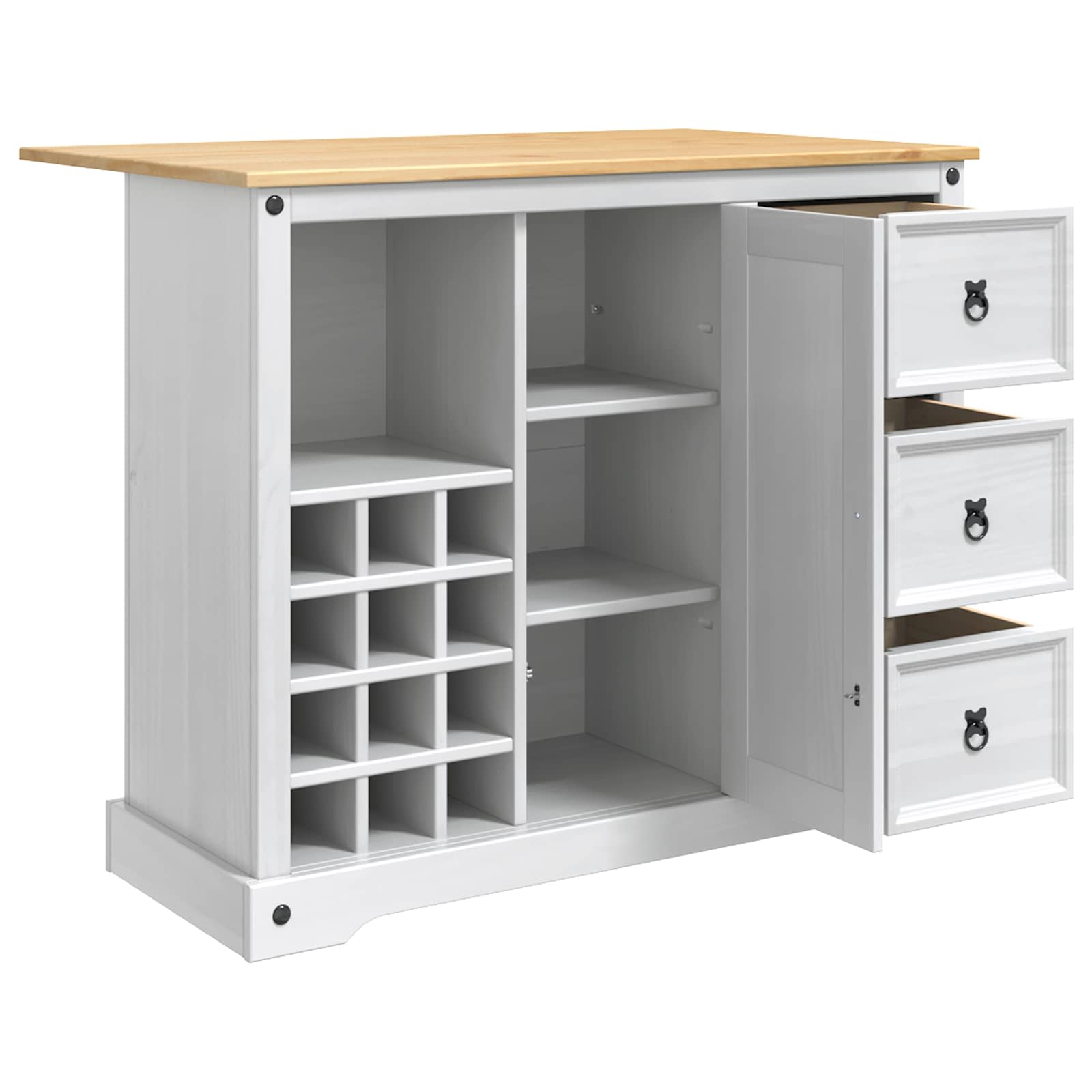 Rangement de cuisine Blanc et Cire de Miel 112 x 70 x 91,5 cm - XIOS