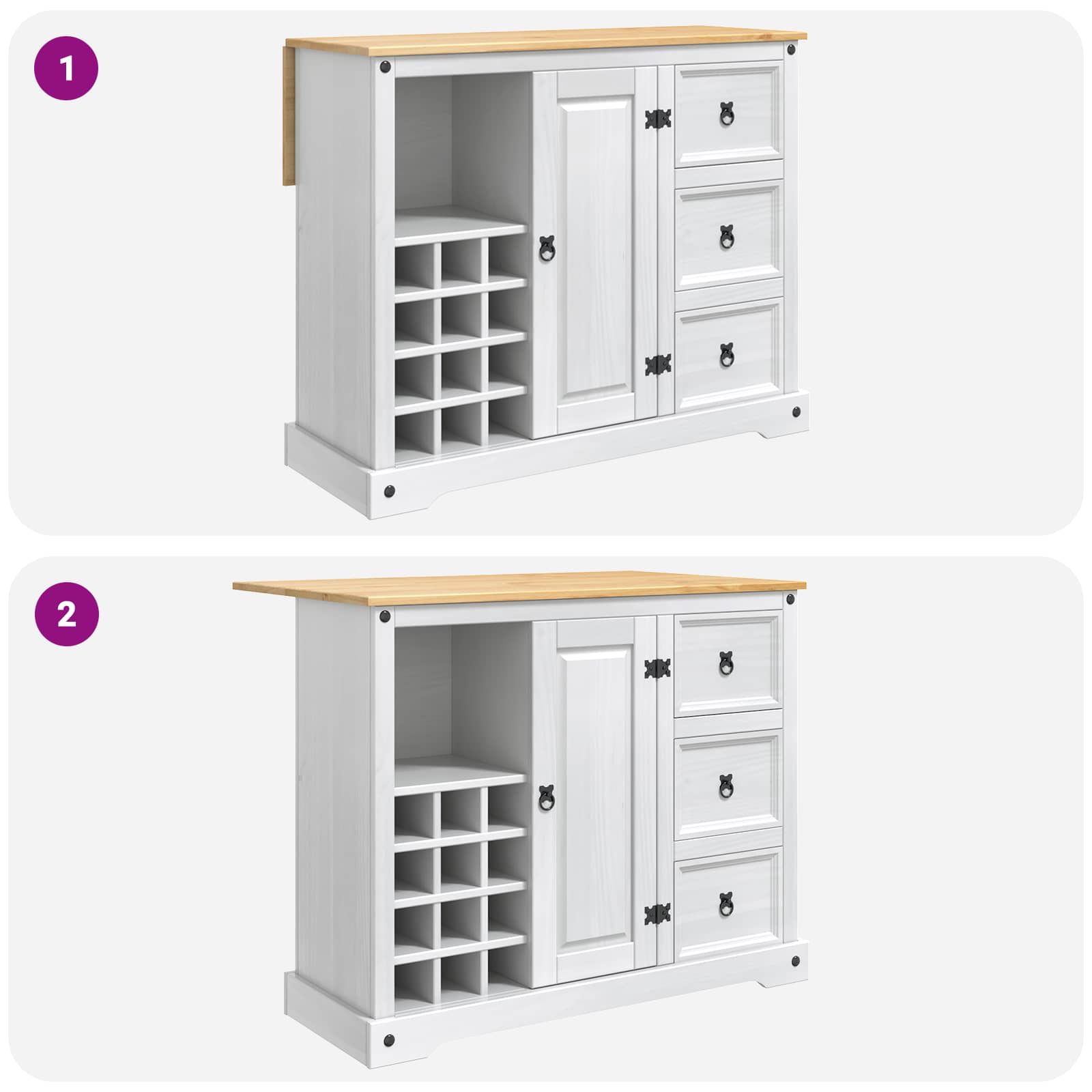 Rangement de cuisine Blanc et Cire de Miel 112 x 70 x 91,5 cm - XIOS