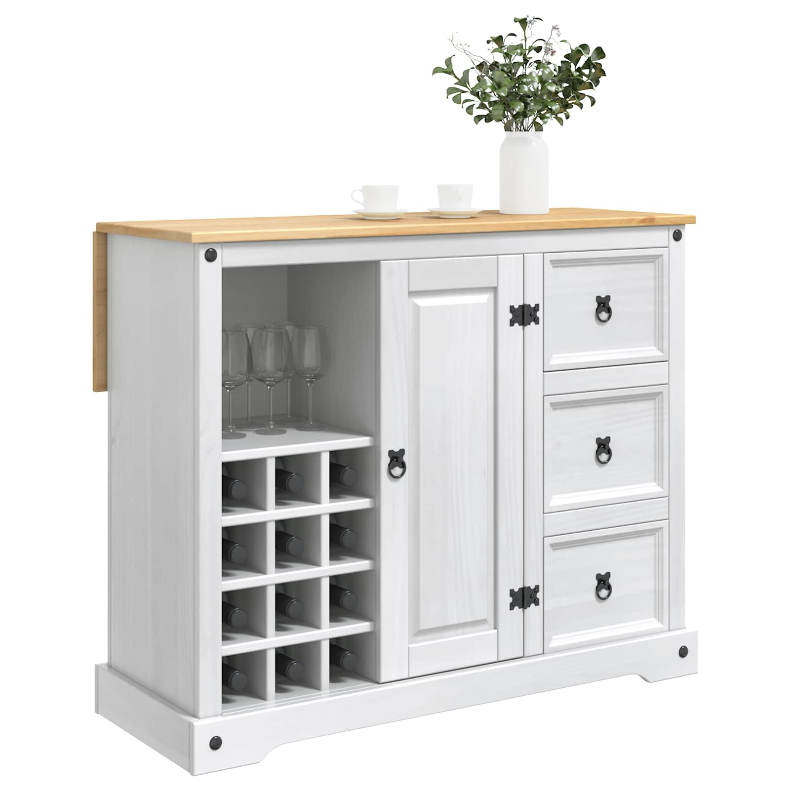 Rangement de cuisine Blanc et Cire de Miel 112 x 70 x 91,5 cm - XIOS