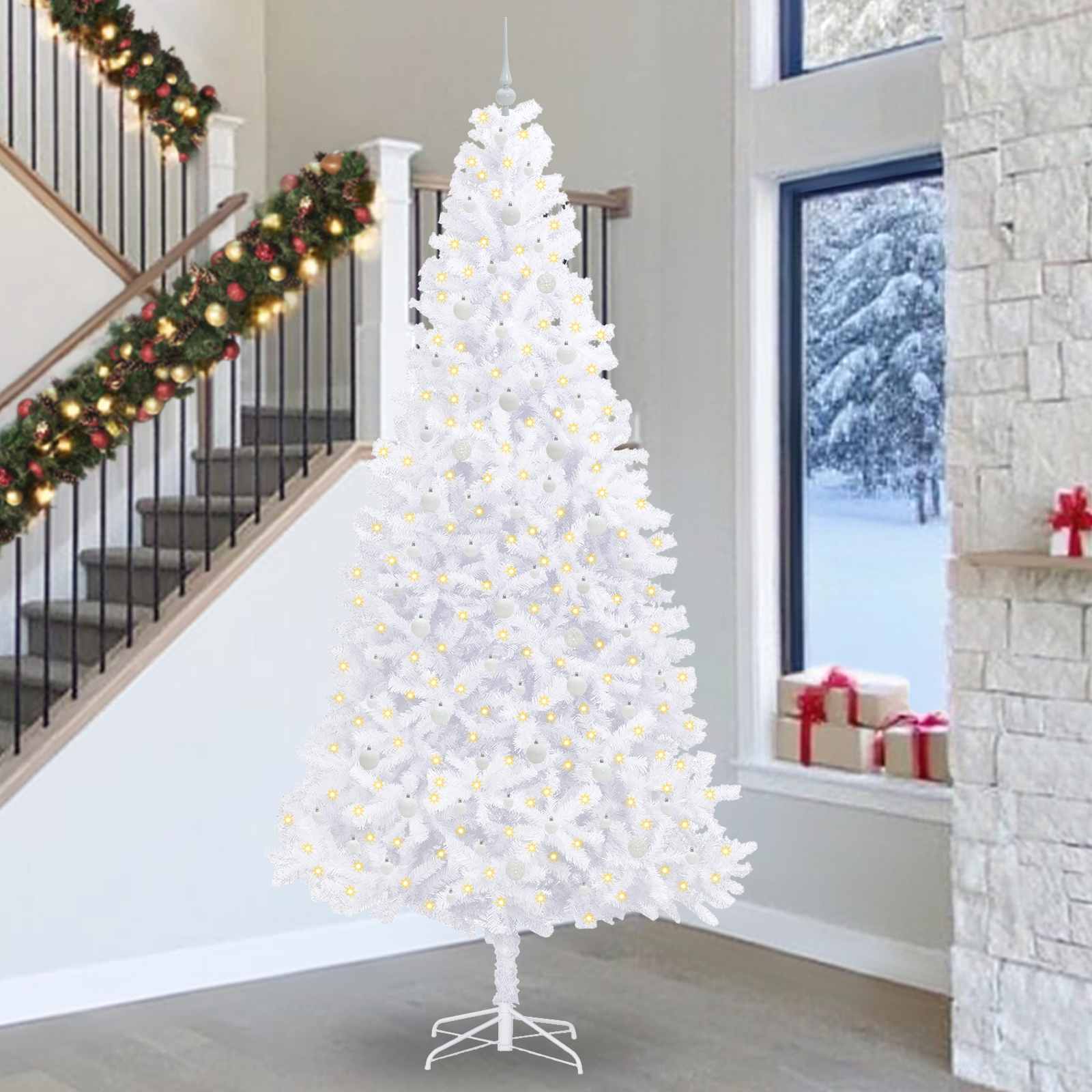 Sapin de Noël artificiel avec 300 LED Blanc 300 cm PVC et Acier - XIOS