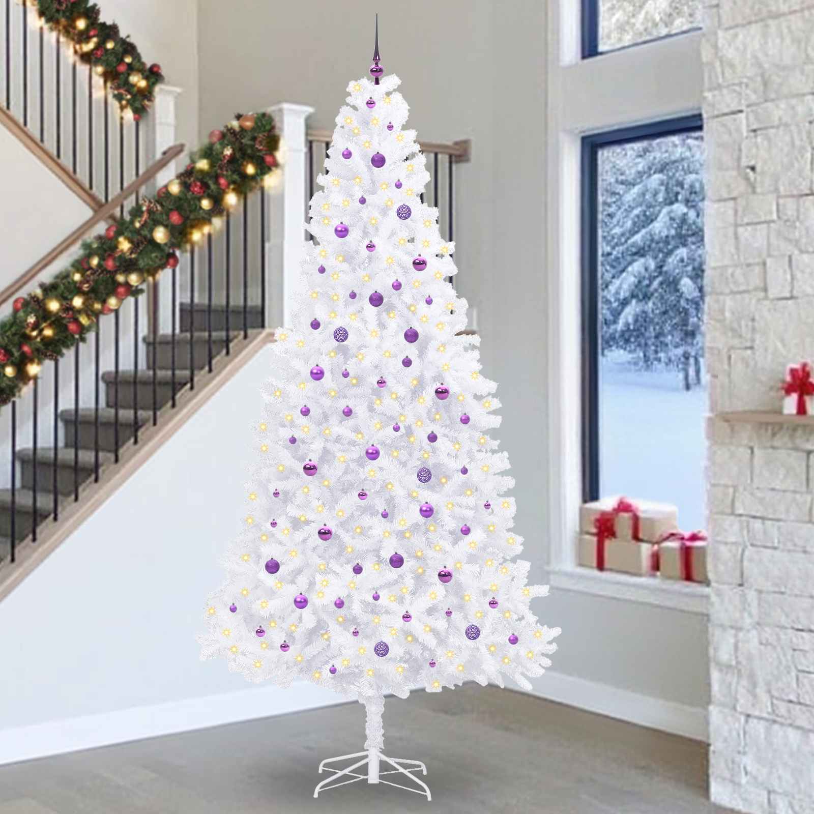 Sapin de Noël artificiel avec 300 LED Blanc 300 cm PVC et Acier - XIOS
