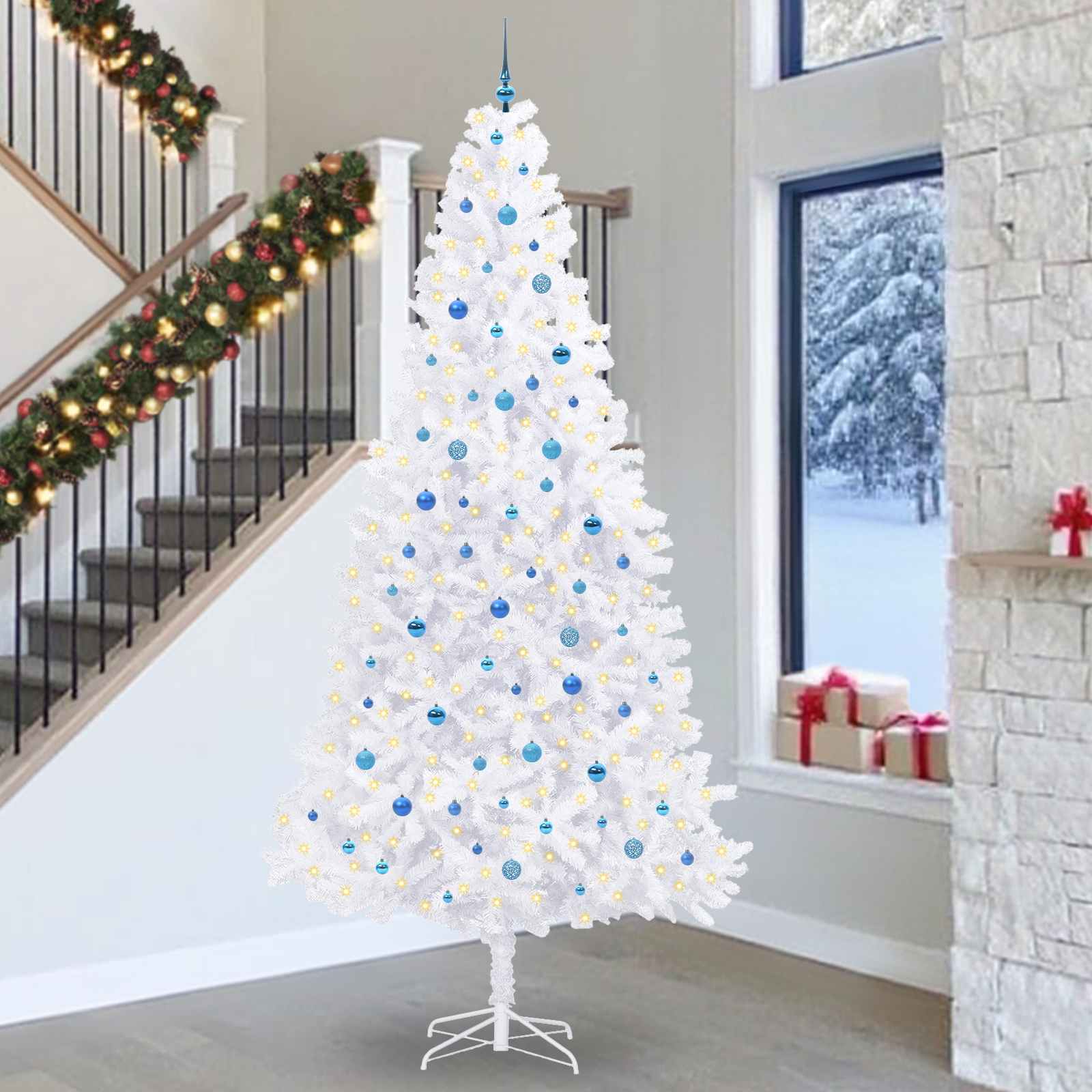 Sapin de Noël artificiel avec 300 LED Blanc 300 cm PVC et Acier - XIOS