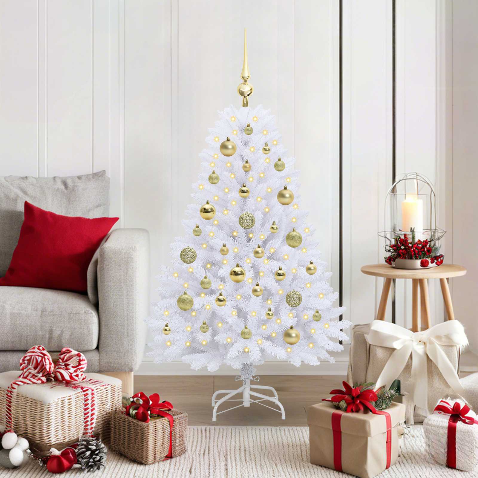 Sapin de Noël Artificiel à Branches Articulées Blanc 120 cm - XIOS