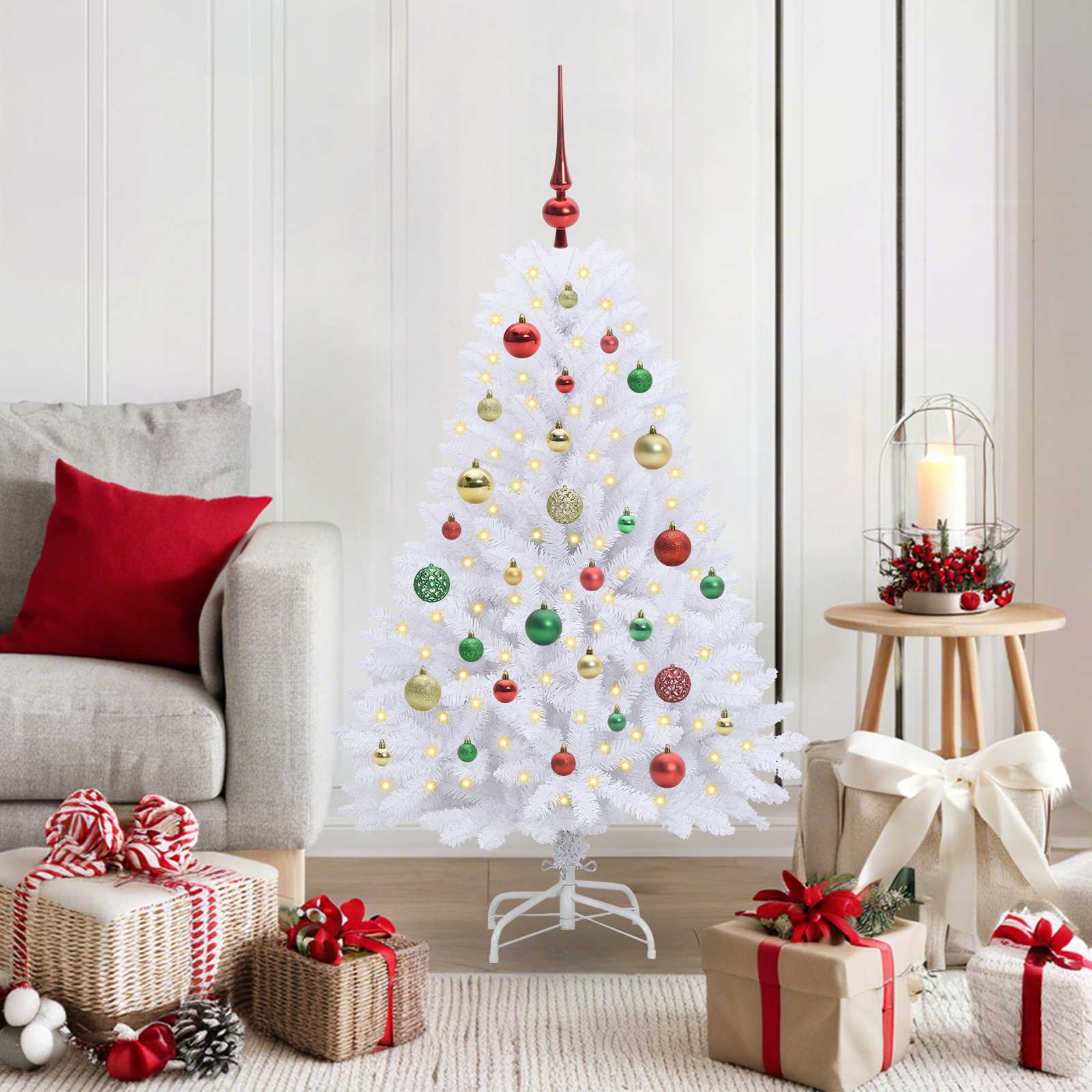 Sapin de Noël Artificiel à Branches Articulées Blanc 120 cm - XIOS