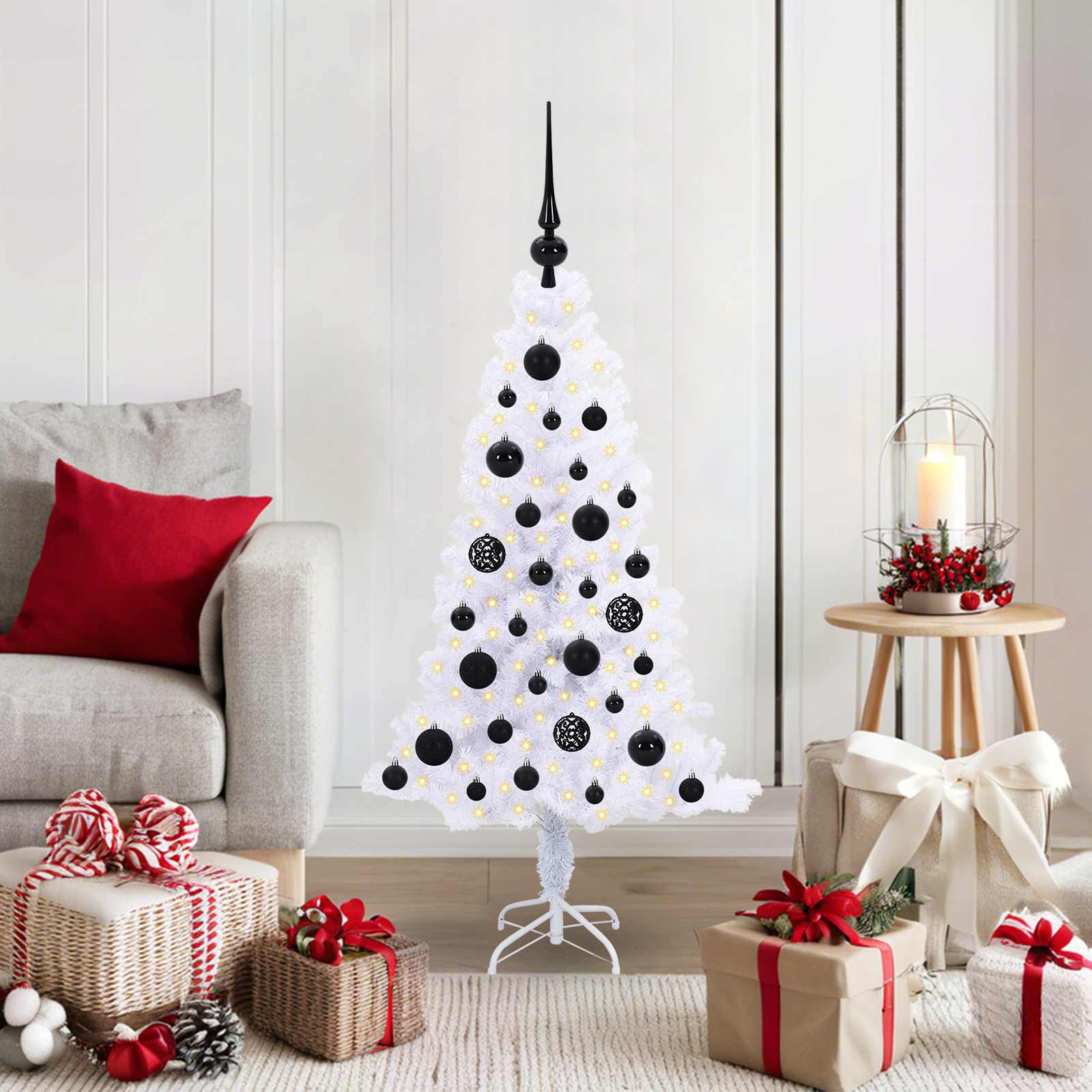 Sapin de Noël artificiel avec 150 LED Blanc 120 cm PVC et Acier - XIOS