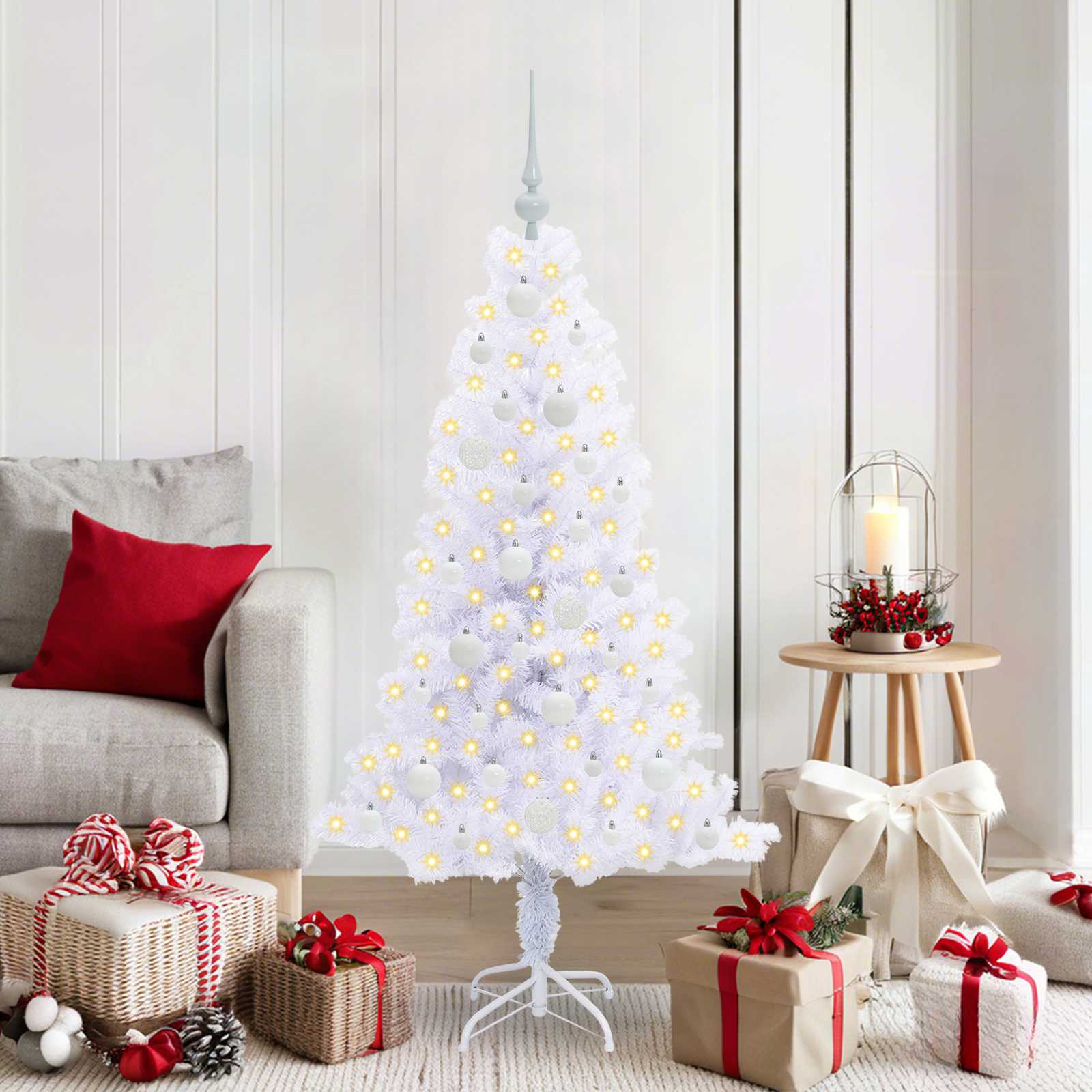 Sapin de Noël artificiel avec 150 LED Blanc 150 cm PVC et Acier - XIOS