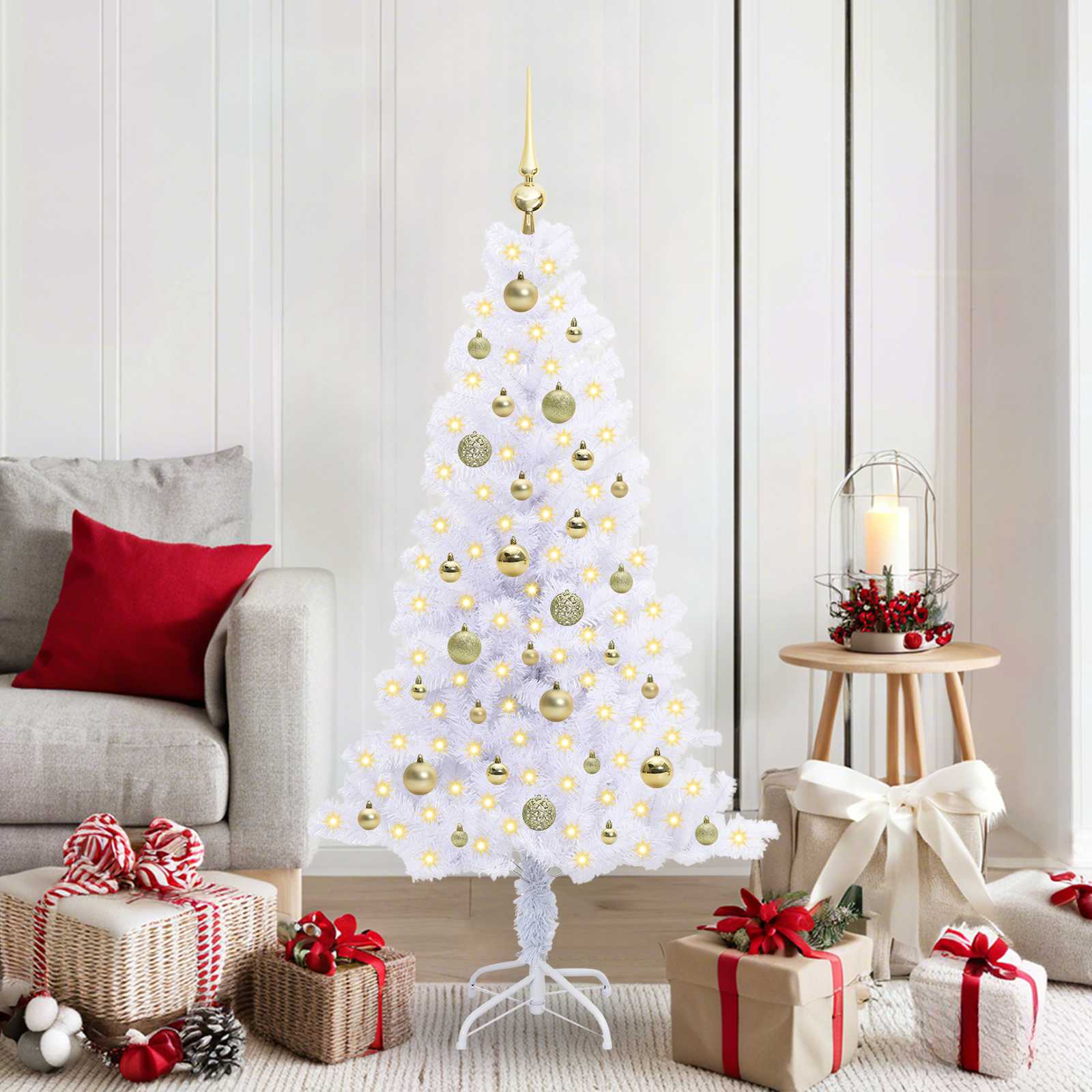 Sapin de Noël artificiel avec 150 LED Blanc 150 cm PVC et Acier - XIOS