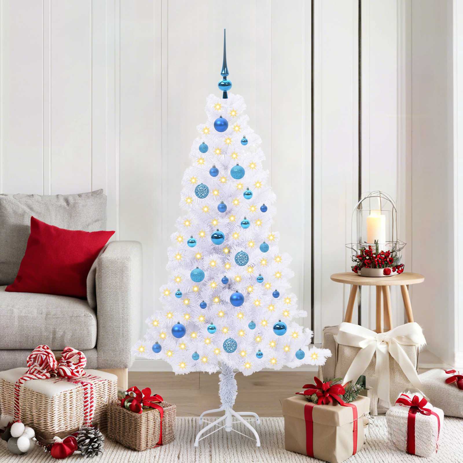 Sapin de Noël artificiel avec 150 LED Blanc 150 cm PVC et Acier - XIOS