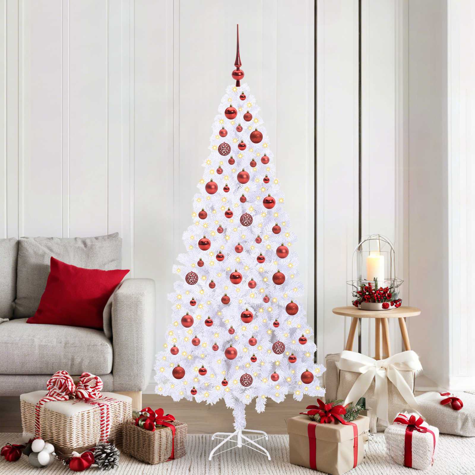 Sapin de Noël artificiel avec 300 LED Blanc 180 cm PVC et Acier - XIOS