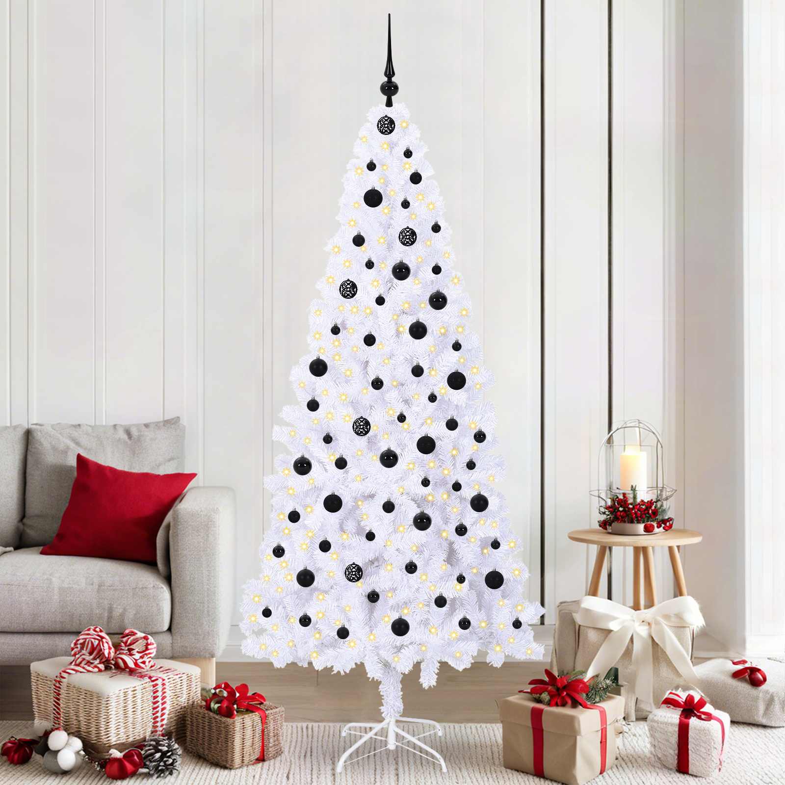 Sapin de Noël artificiel avec 300 LED Blanc 210 cm PVC et Acier - XIOS