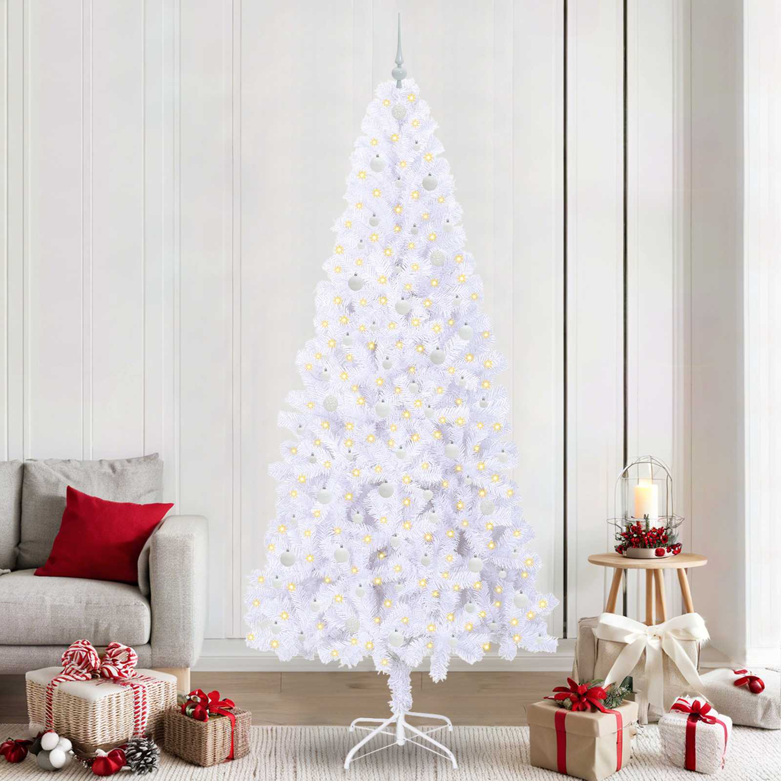 Sapin de Noël artificiel avec 300 LED Blanc 240 cm PVC et Acier - XIOS
