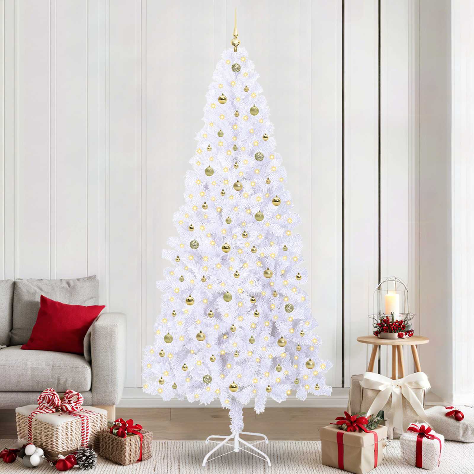 Sapin de Noël artificiel avec 300 LED Blanc 240 cm PVC et Acier - XIOS
