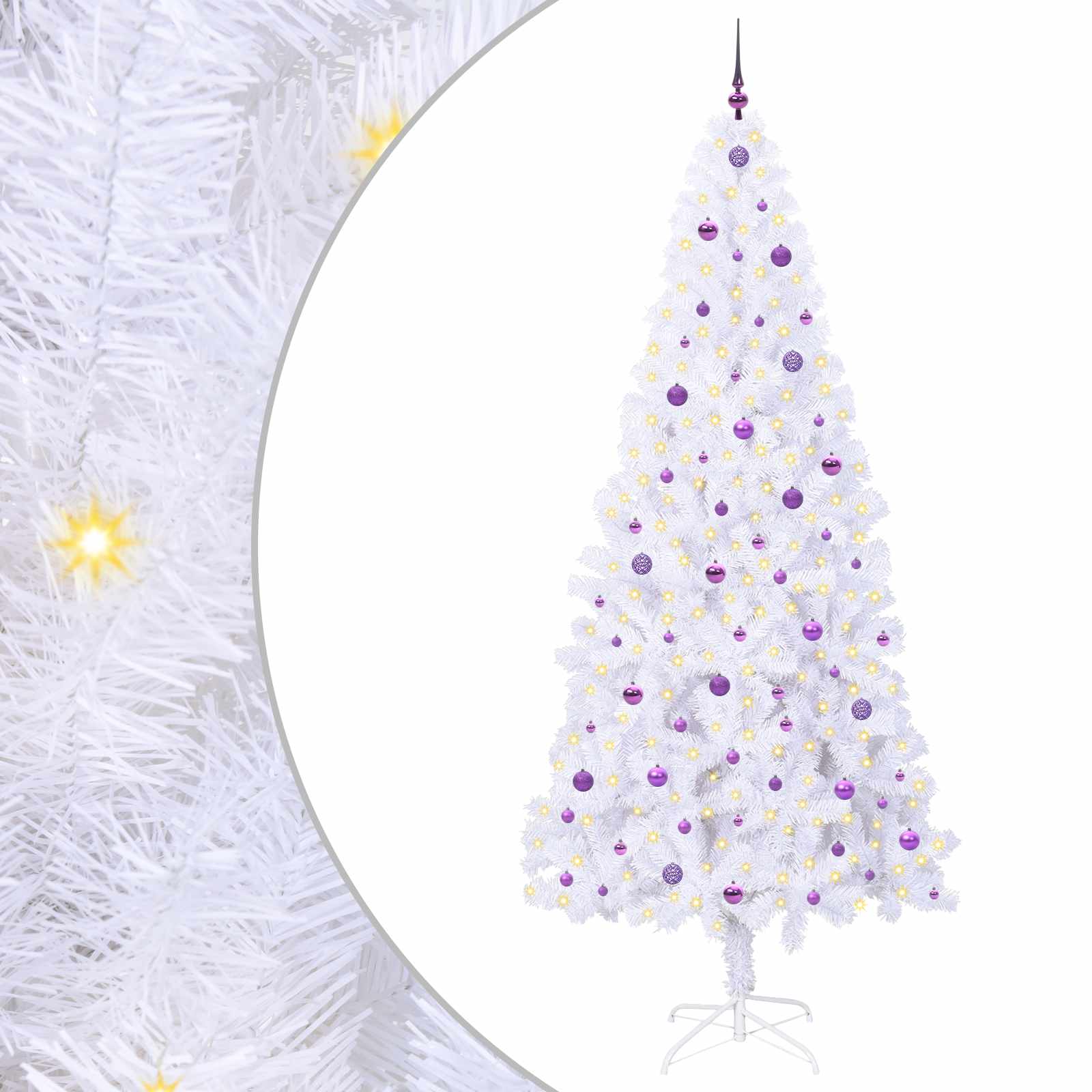 Sapin de Noël artificiel avec 300 LED Blanc 240 cm PVC et Acier - XIOS