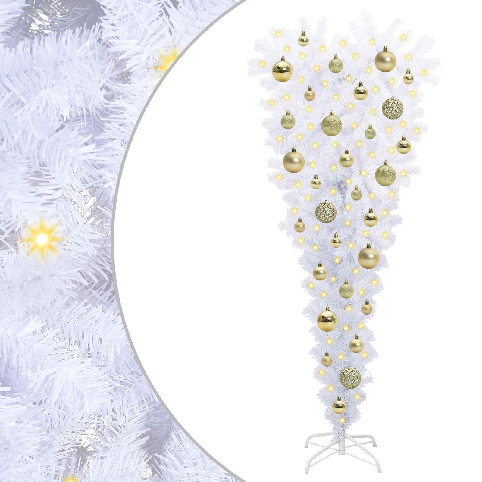 Sapin de Noël artificiel avec 150 LED Blanc 120 cm PVC et Acier