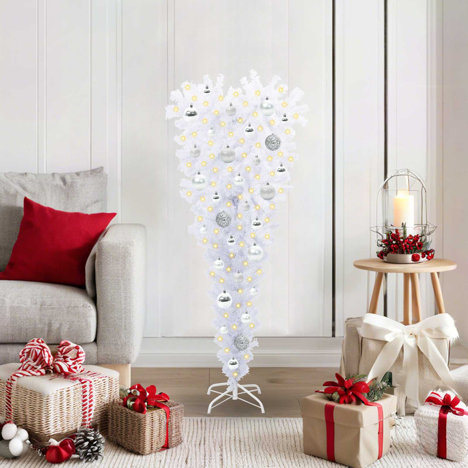 Sapin de Noël artificiel avec 150 LED Blanc 120 cm PVC et Acier - XIOS