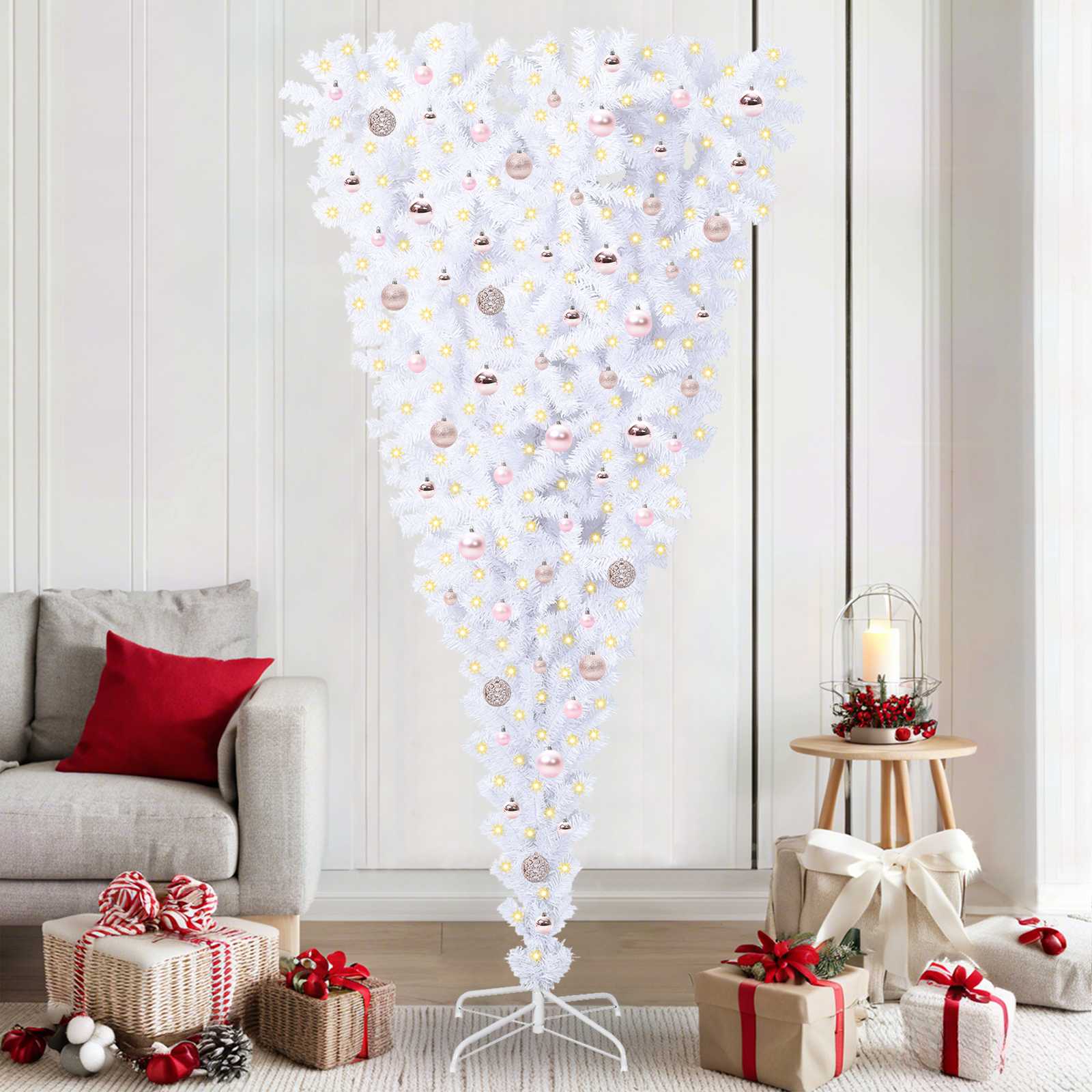Sapin de Noël artificiel avec 300 LED Blanc 210 cm PVC et Acier - XIOS