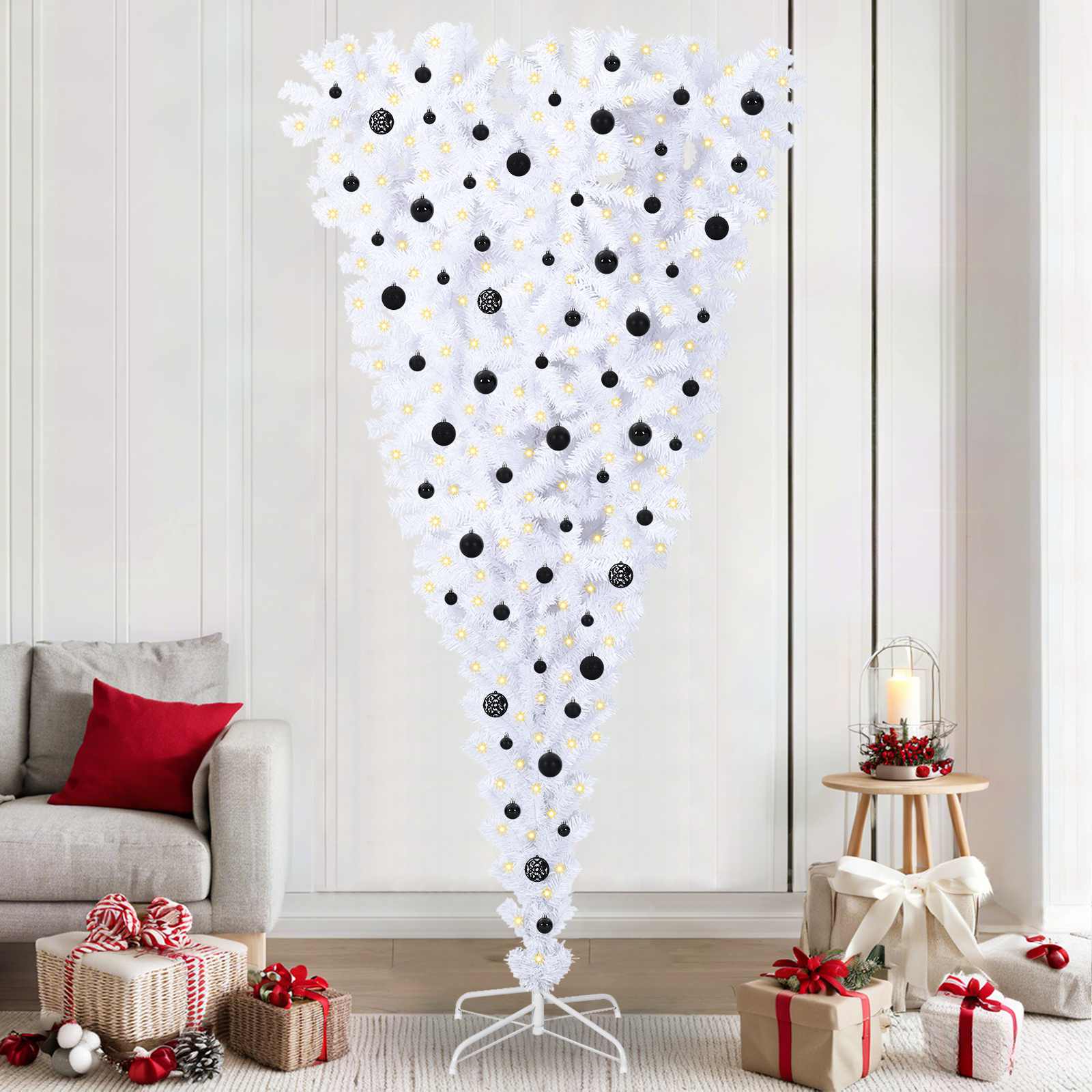 Sapin de Noël artificiel avec 300 LED Blanc 240 cm PVC et Acier - XIOS