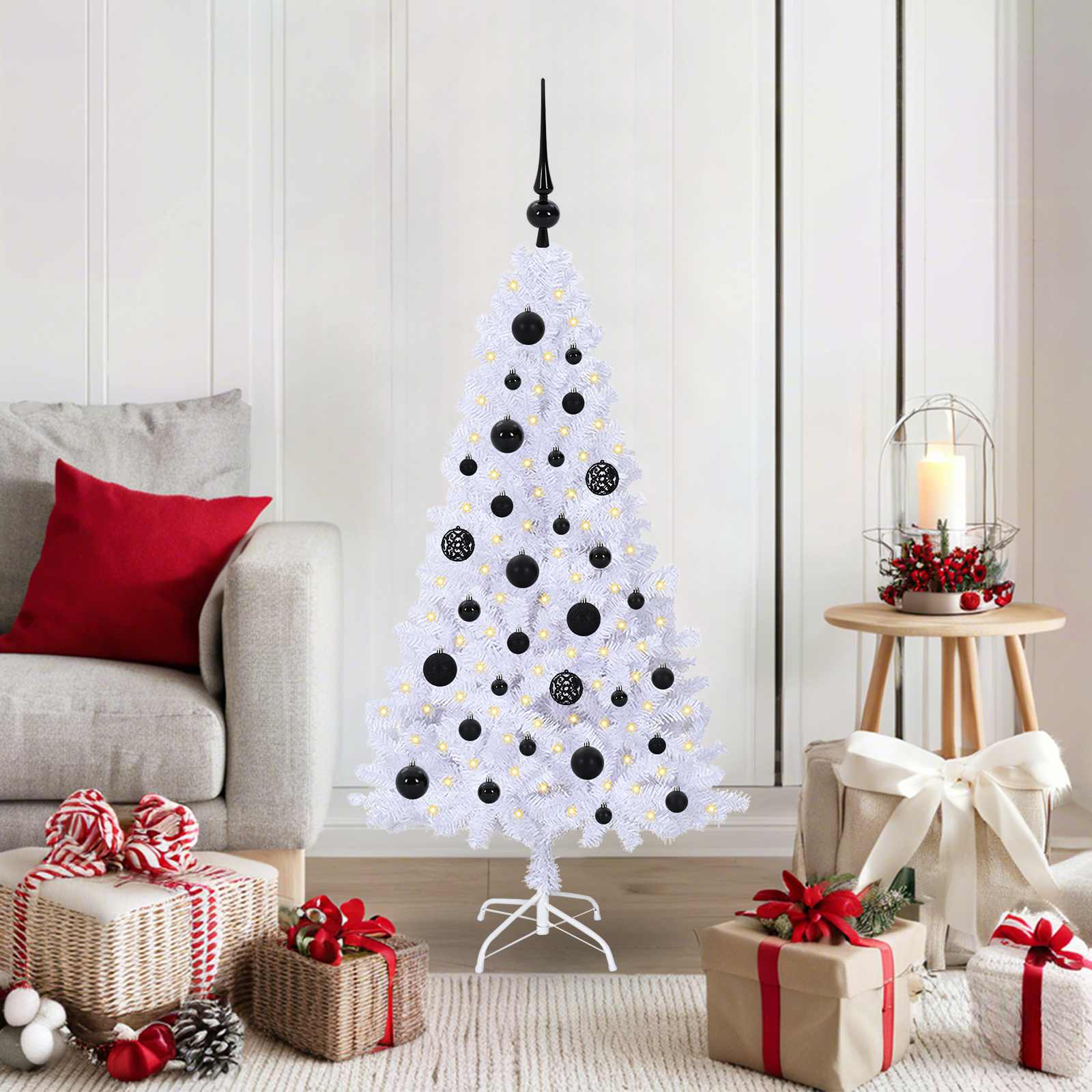 Sapin de Noël artificiel avec 150 LED Blanc 120 cm PVC et Acier - XIOS