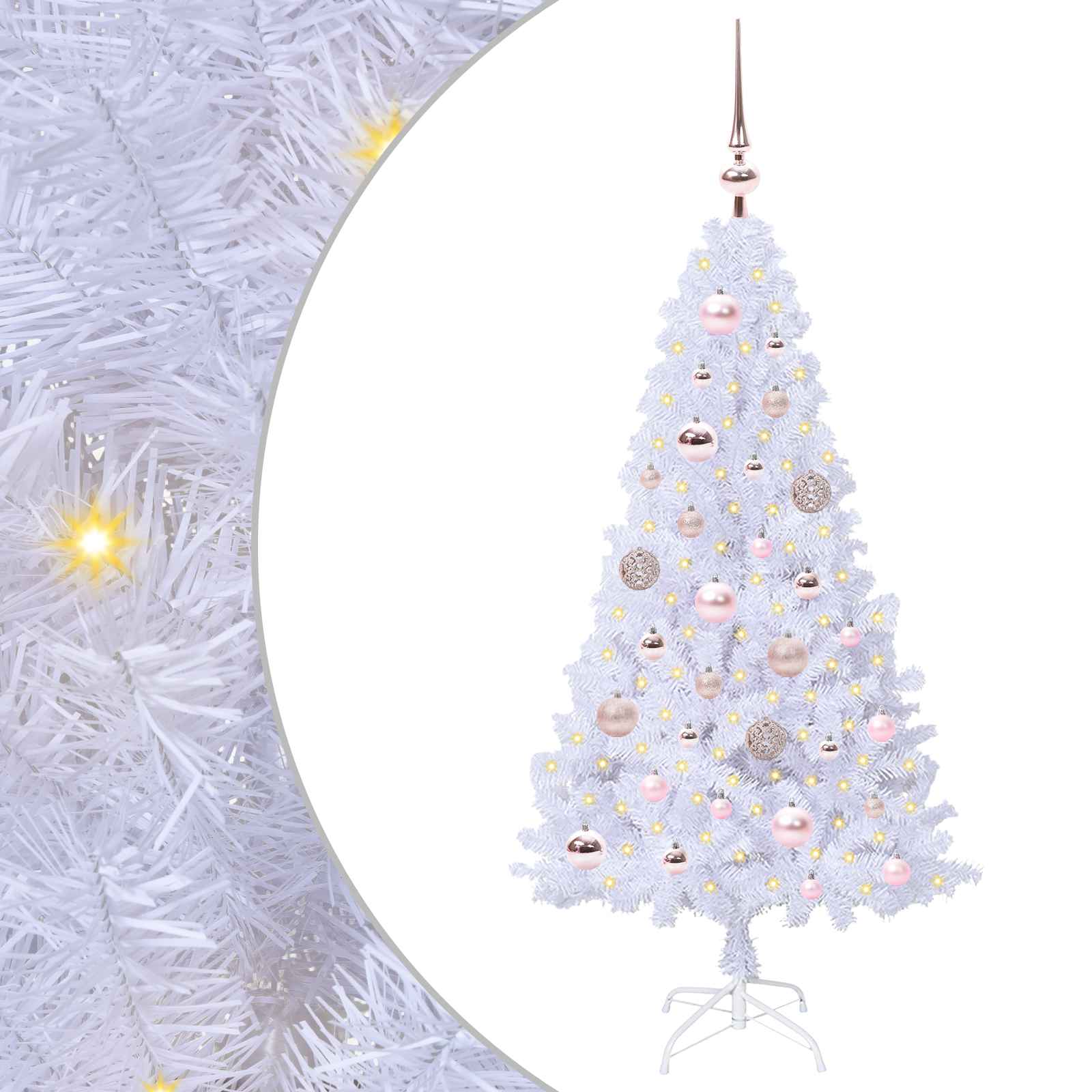 Sapin de Noël artificiel avec 150 LED Blanc 120 cm PVC et Acier - XIOS