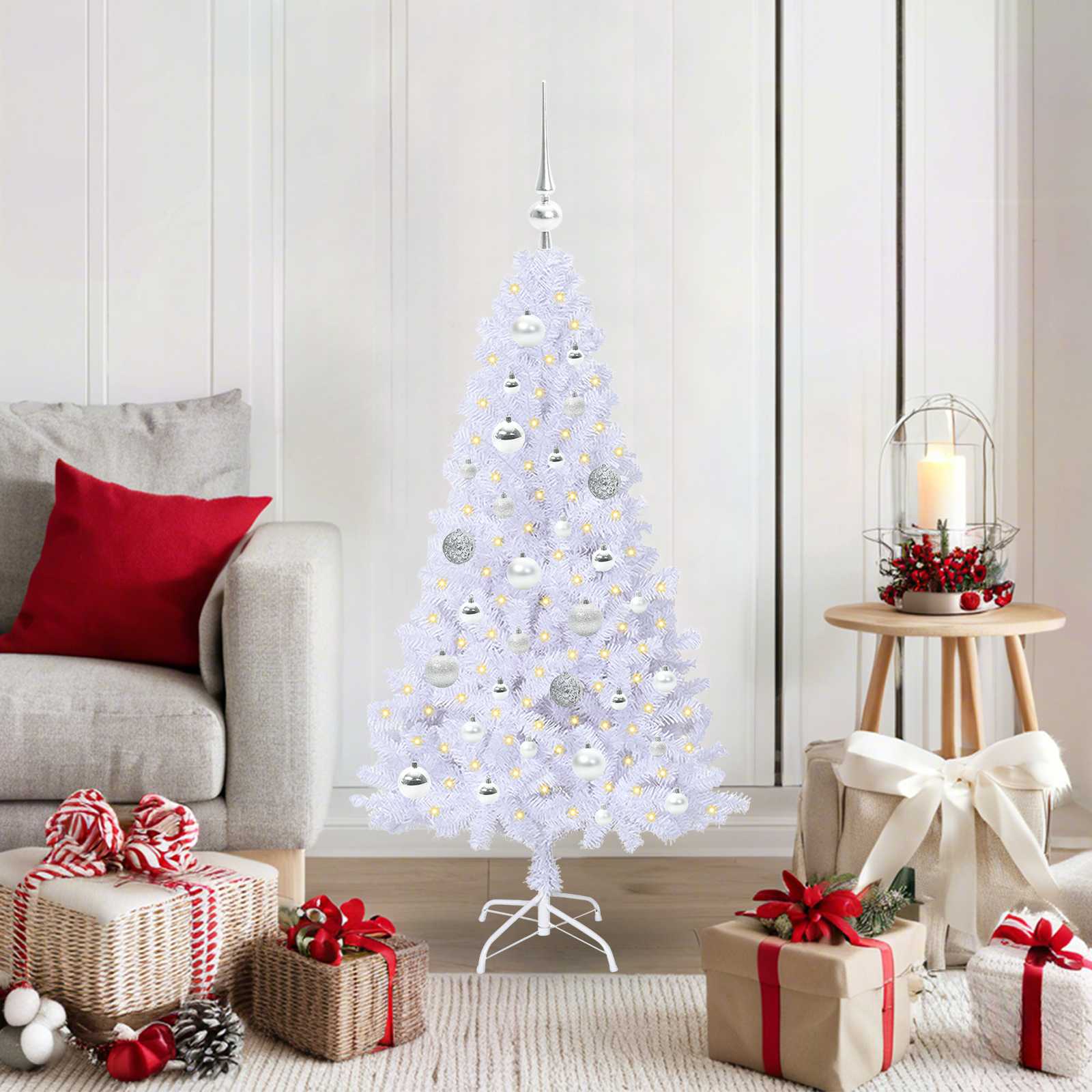 Sapin de Noël artificiel avec 150 LED Blanc 120 cm PVC et Acier - XIOS