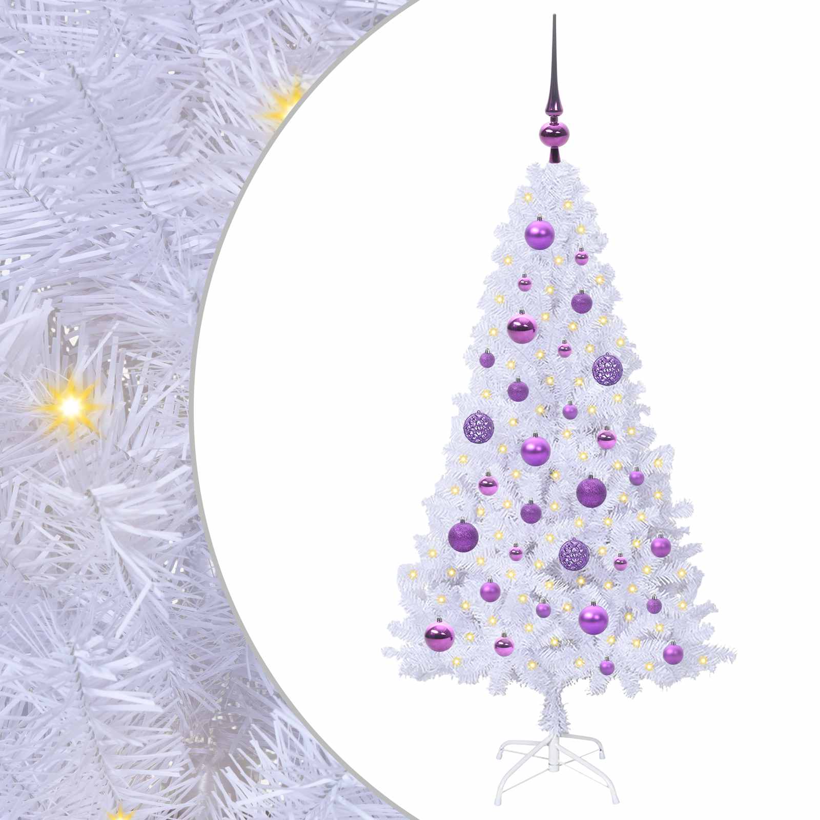 Sapin de Noël artificiel avec 150 LED Blanc 120 cm PVC et Acier - XIOS