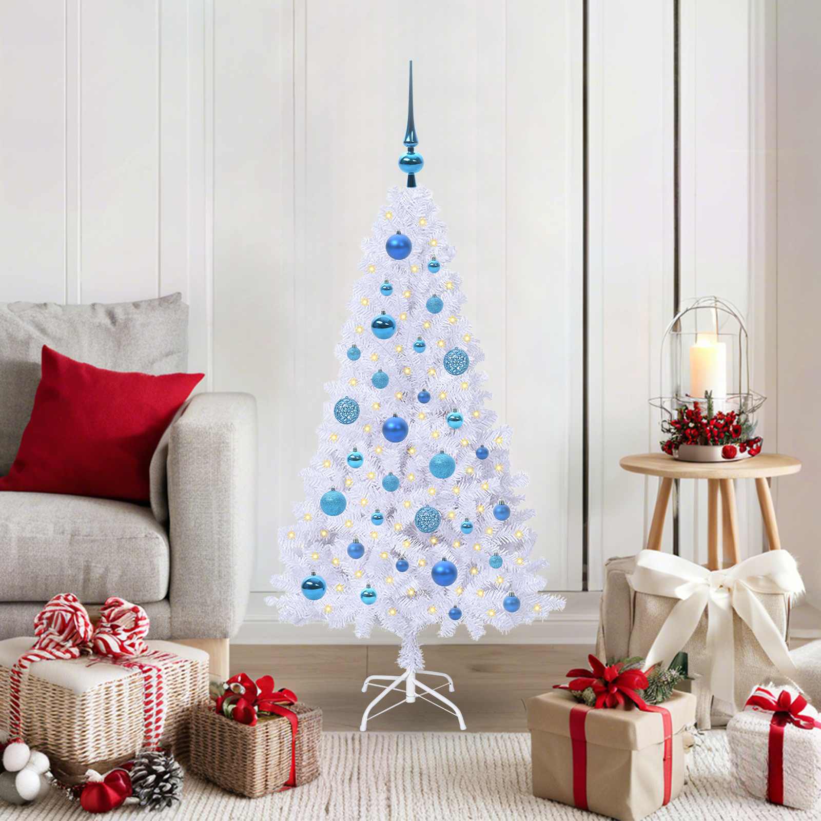 Sapin de Noël artificiel avec 150 LED Blanc 120 cm PVC et Acier - XIOS
