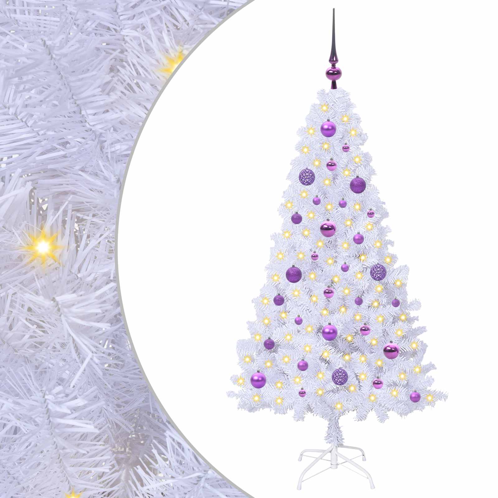 Sapin de Noël artificiel avec 150 LED Blanc 150 cm PVC et Acier - XIOS