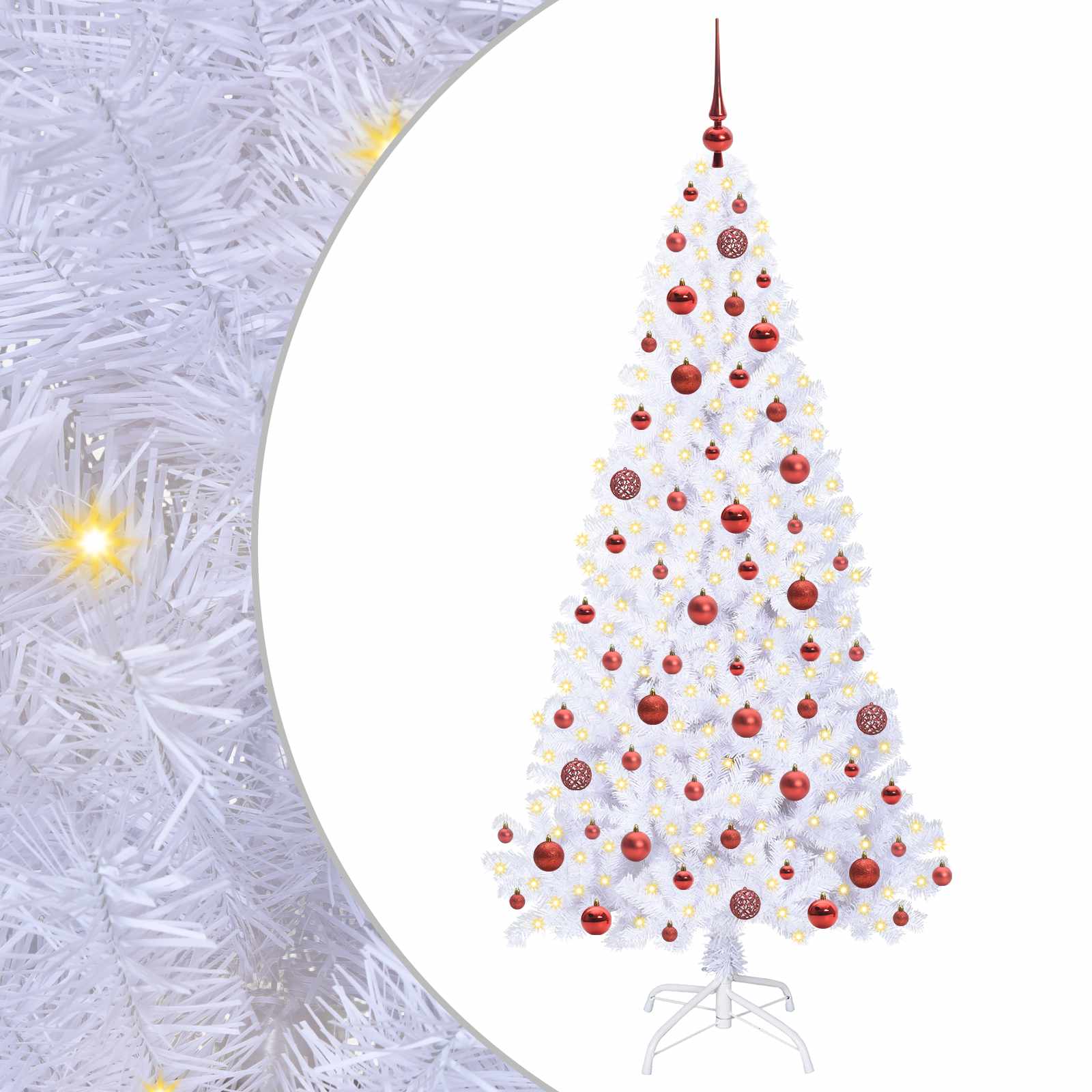 Sapin de Noël artificiel avec 300 LED Blanc 180 cm PVC et Acier - XIOS