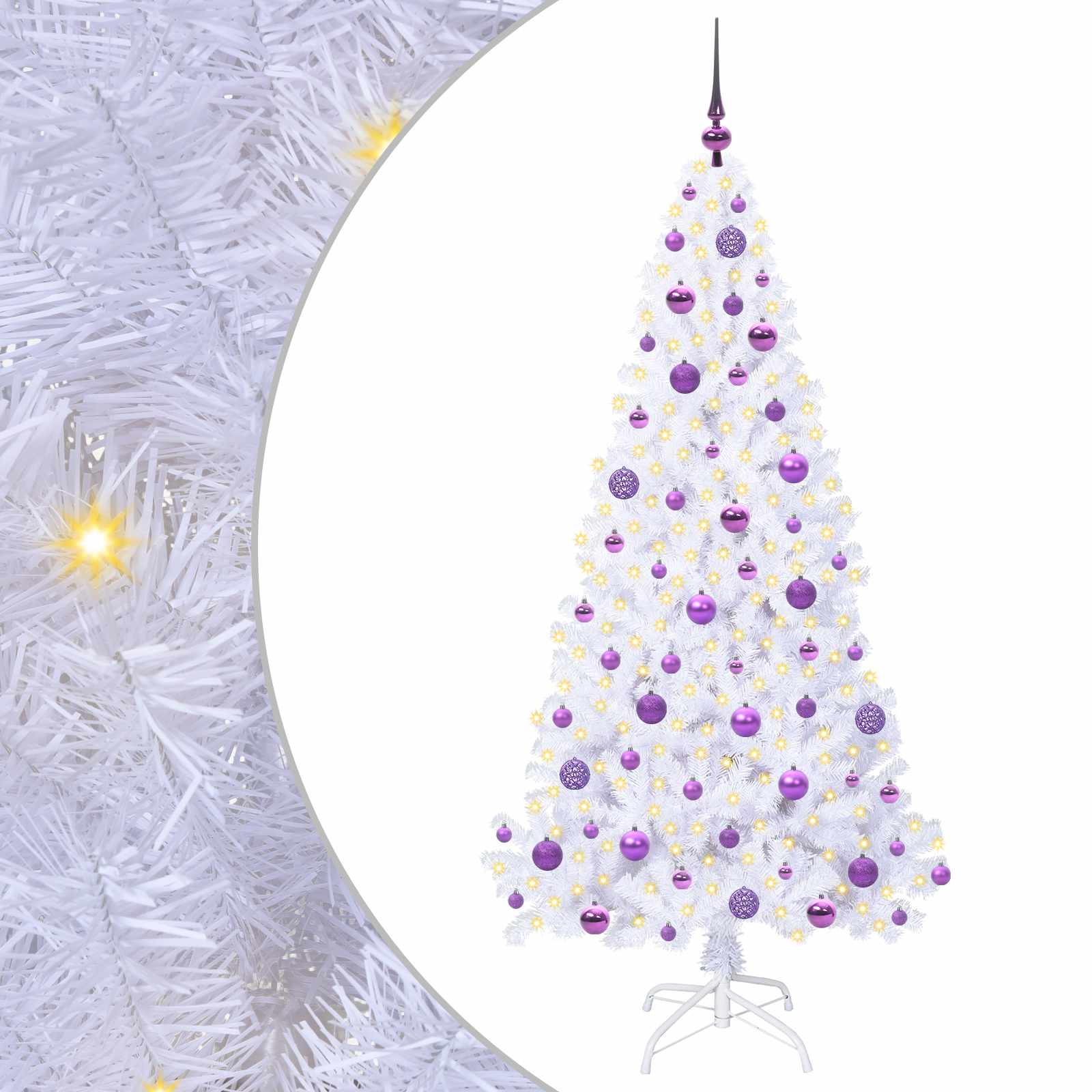 Sapin de Noël artificiel avec 300 LED Blanc 180 cm PVC et Acier - XIOS