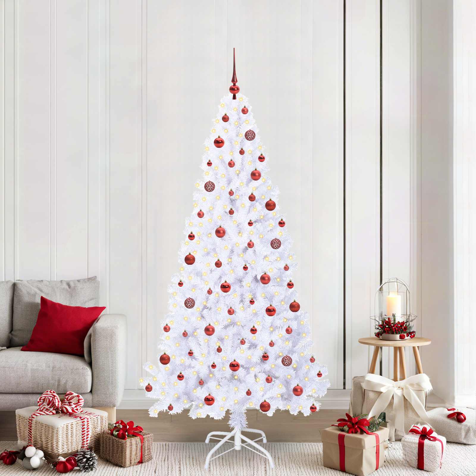 Sapin de Noël artificiel avec 300 LED Blanc 210 cm PVC et Acier - XIOS