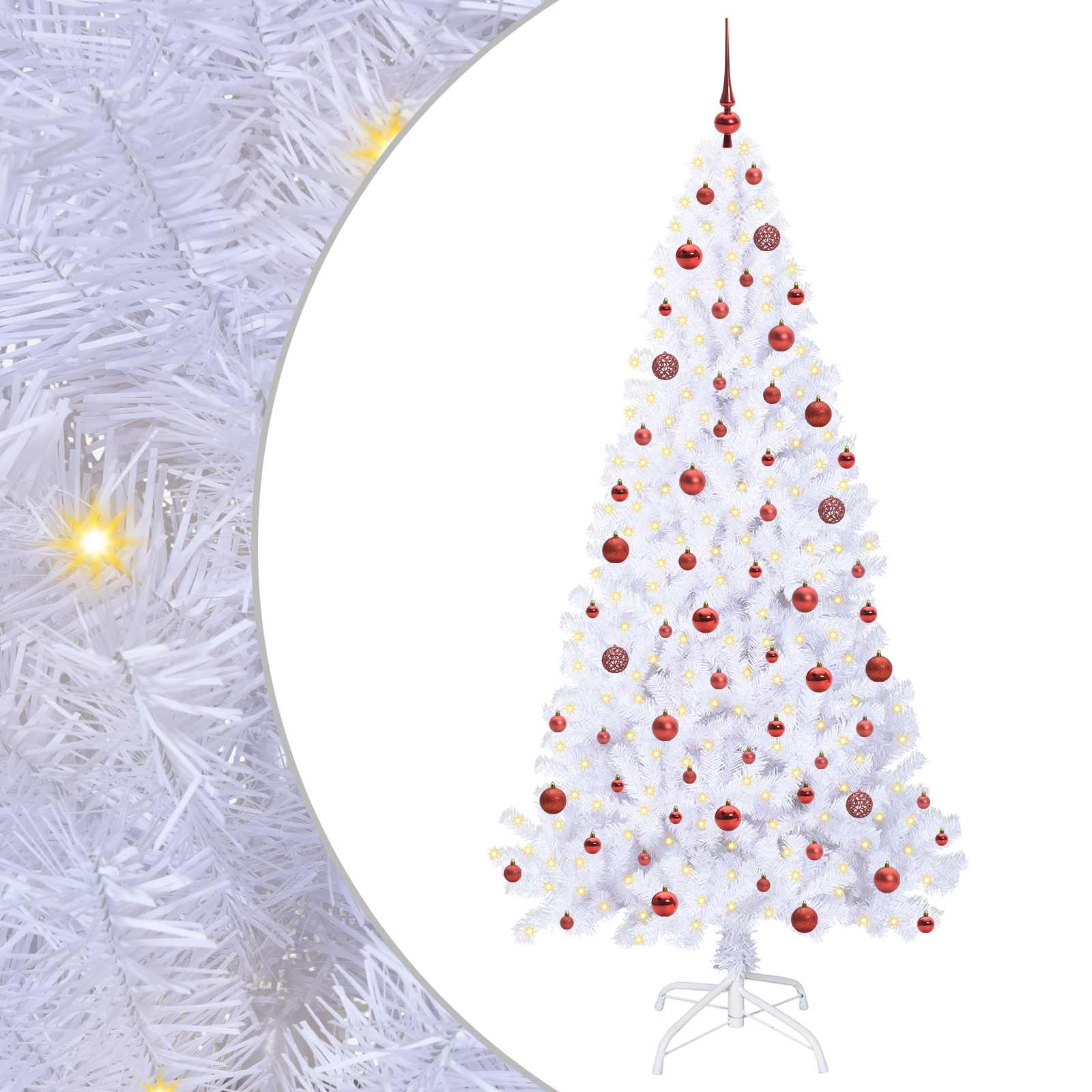 Sapin de Noël artificiel avec 300 LED Blanc 210 cm PVC et Acier - XIOS