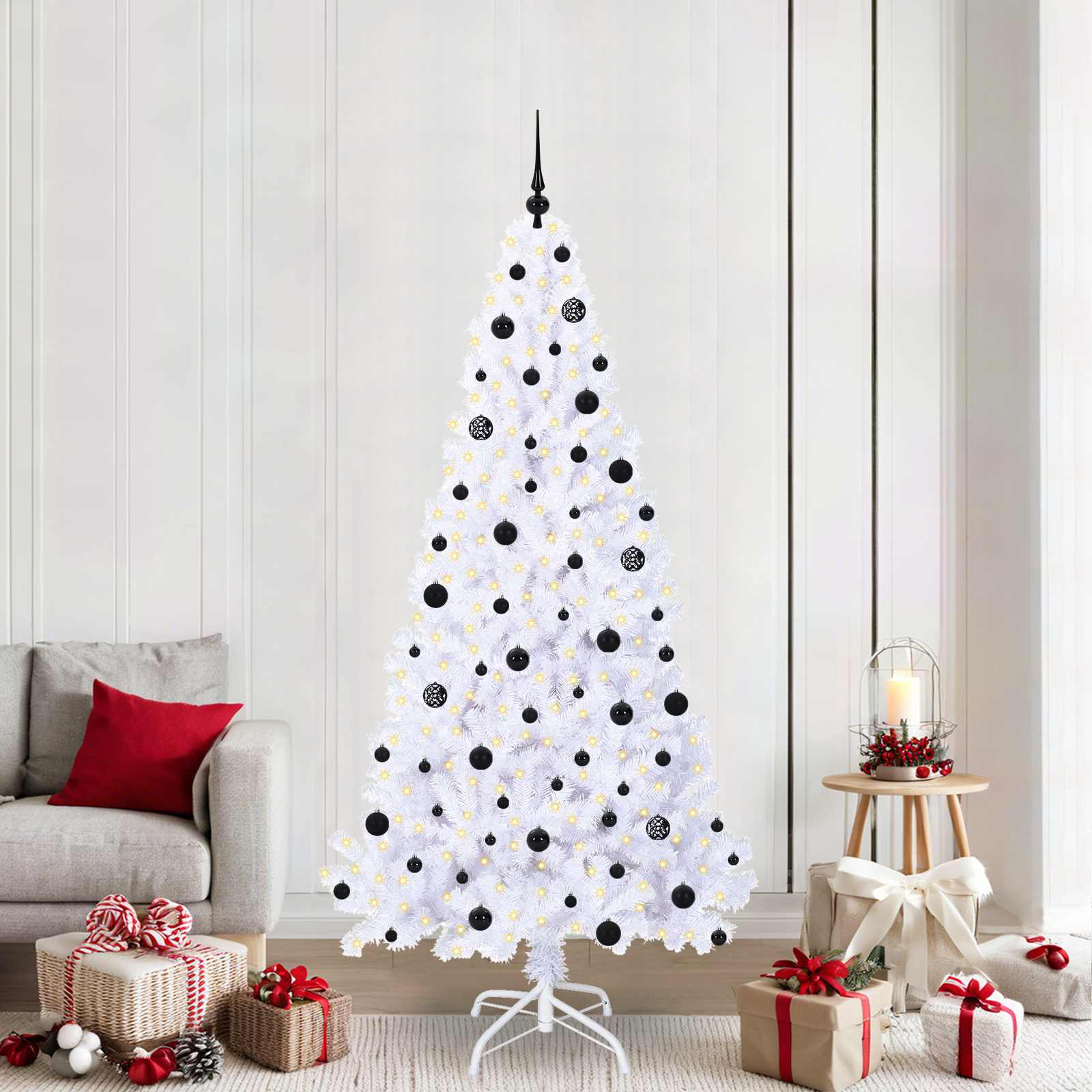 Sapin de Noël artificiel avec 300 LED Blanc 210 cm PVC et Acier - XIOS