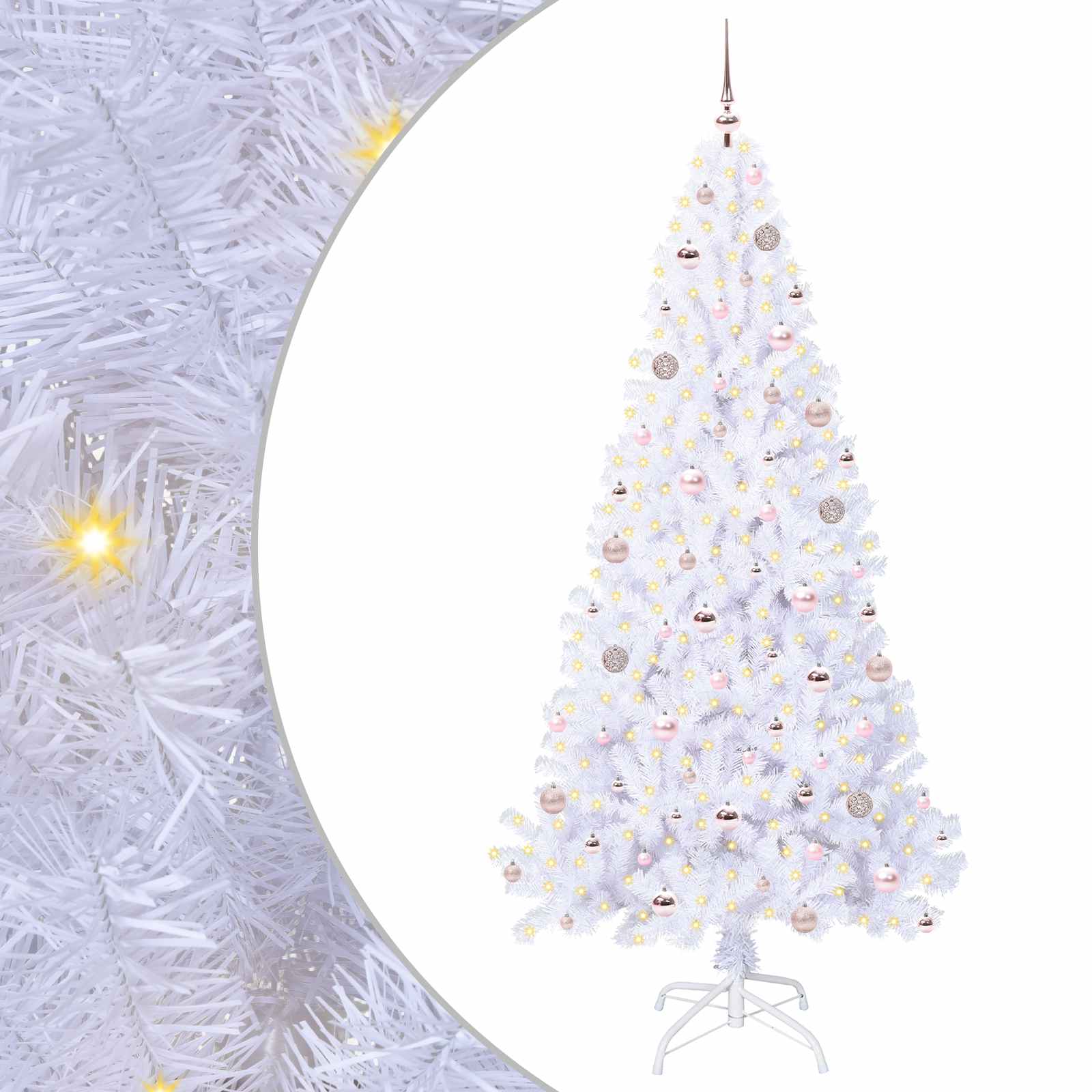 Sapin de Noël artificiel avec 300 LED Blanc 210 cm PVC et Acier - XIOS